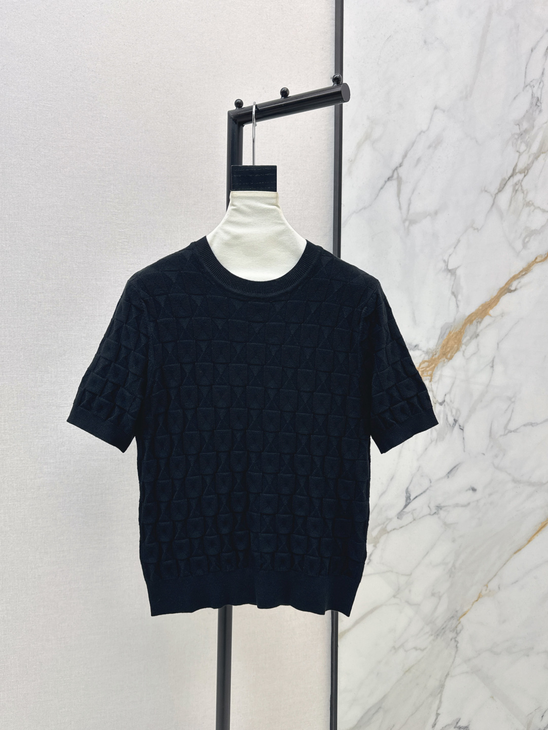 Metal Button Wool Short-Sleeve T-Shirt