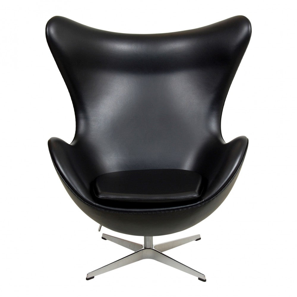 Egg Chair - Black Aniline Leather - Amazon