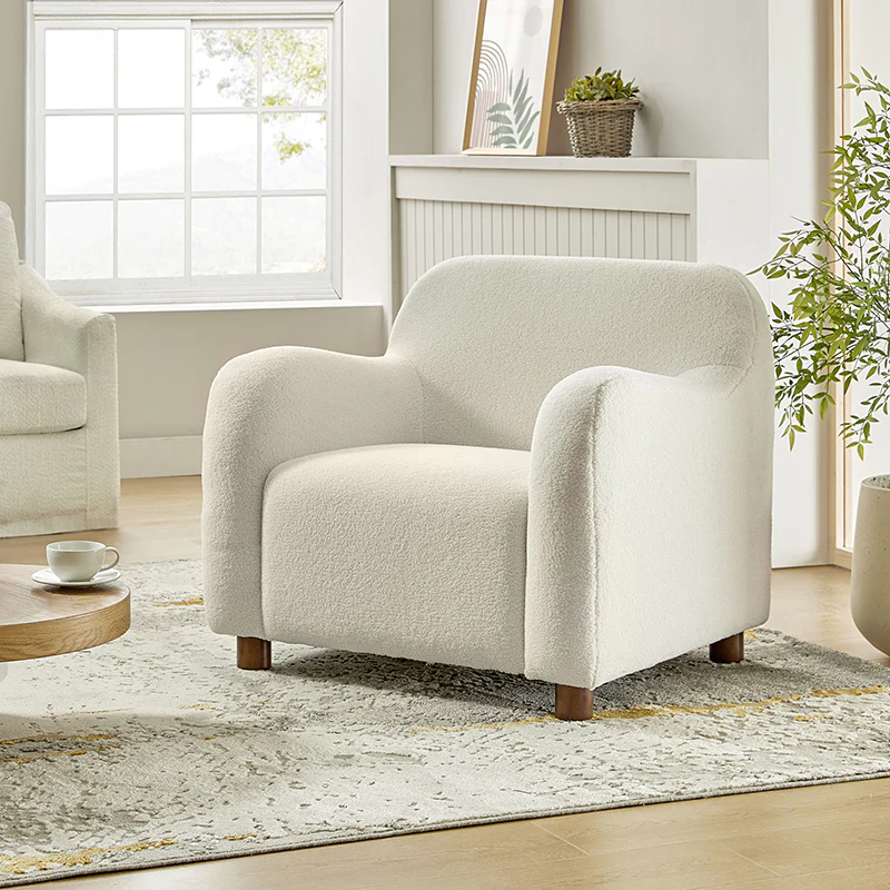 Heinrich 35" Wide Boucle Upholstered Armchair  with Solid Wood Legs - Amazon