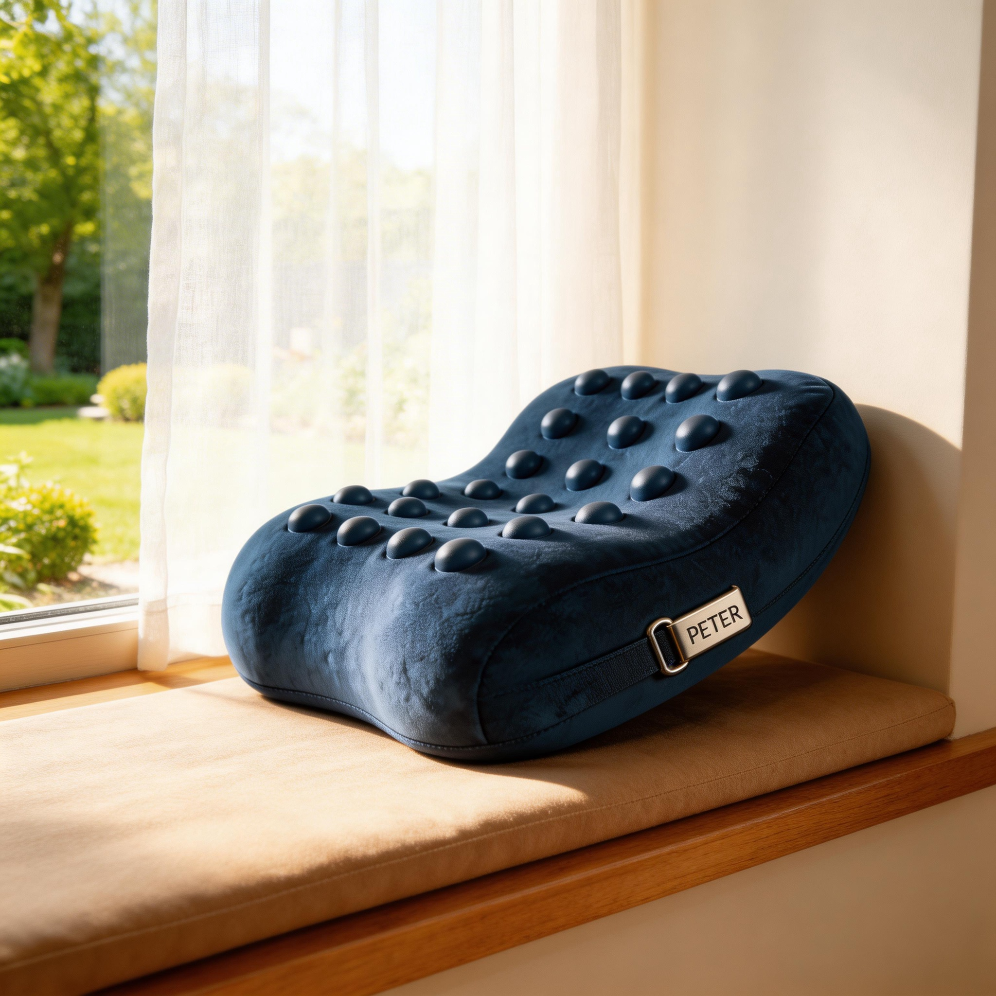 Personalized Lumbar Massage Pillow with Custom Name Tag (Back Support Sofa Cushion)-$33.00-Photo to 3d art