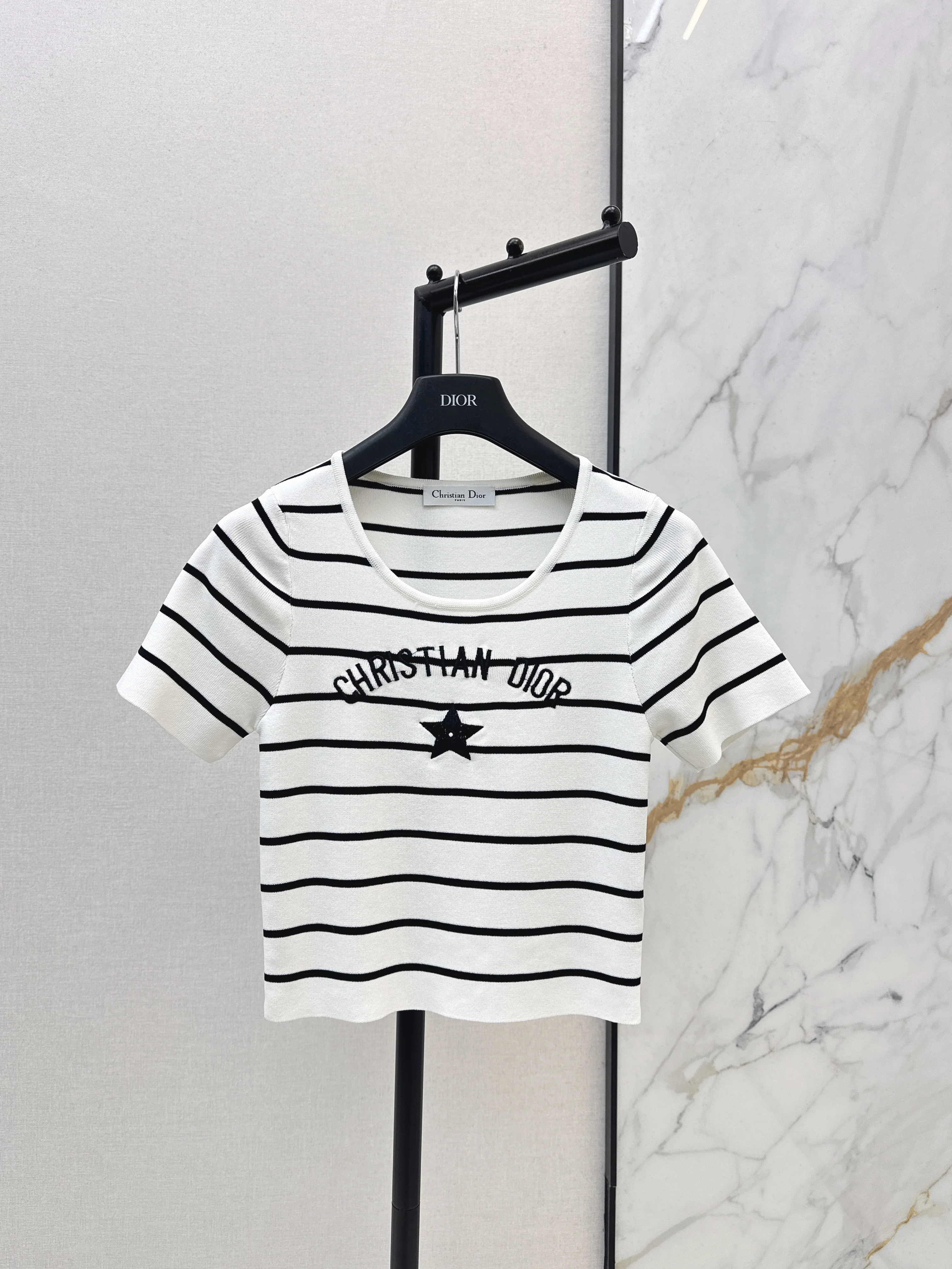 Striped Short-Sleeve Knit Top