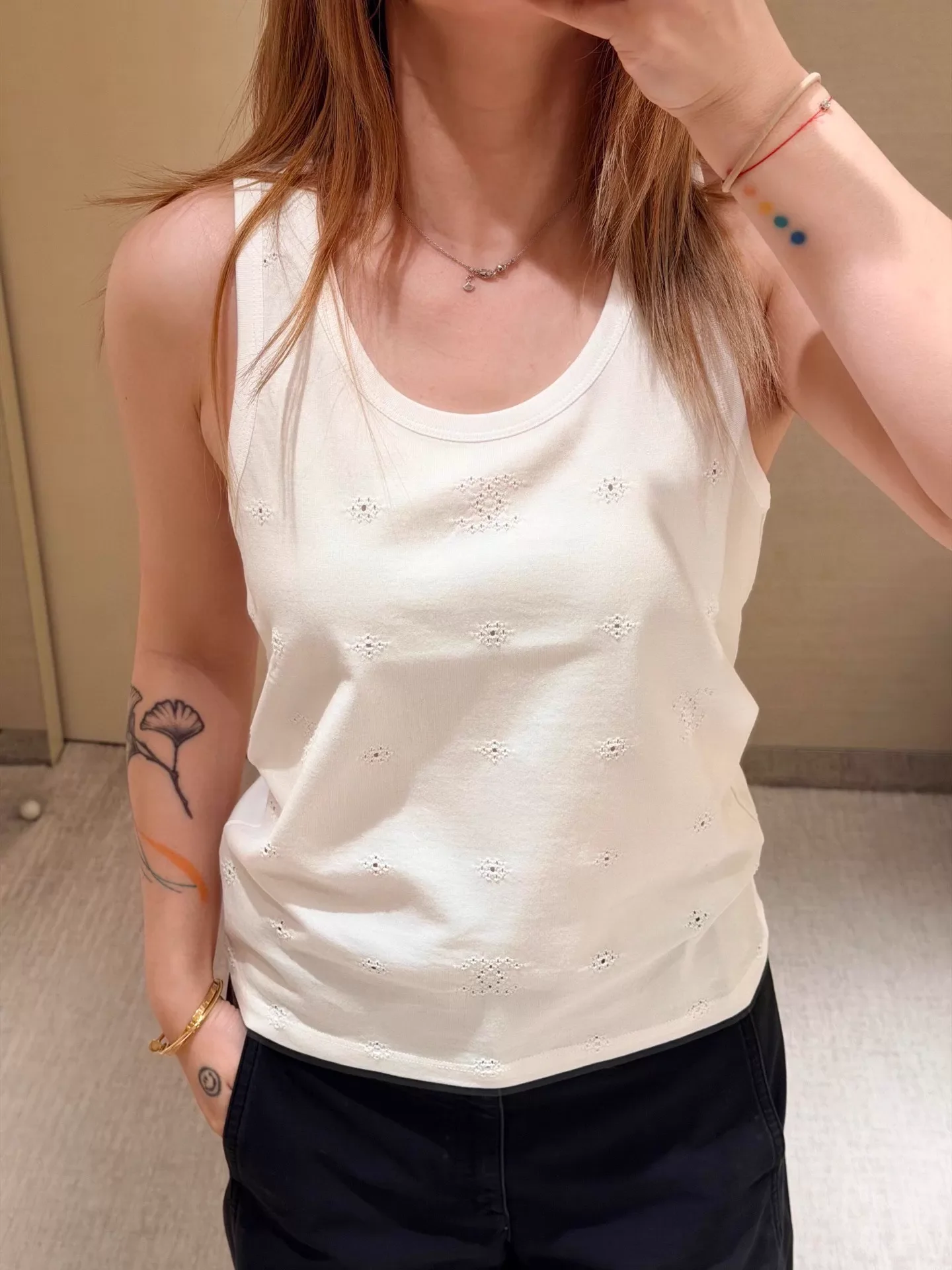 Openwork Floral Embroidery Vest