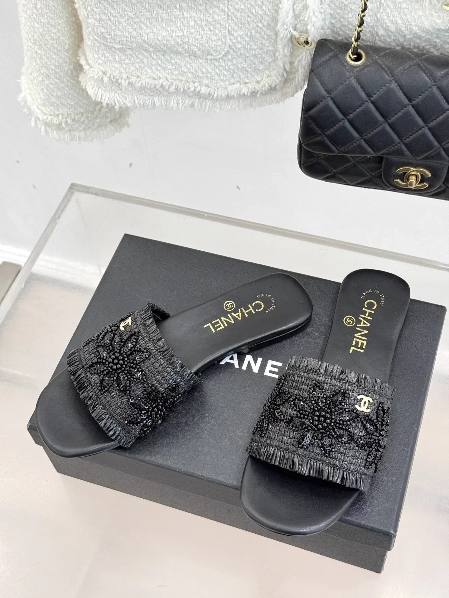 Woven Double C Flat Slippers