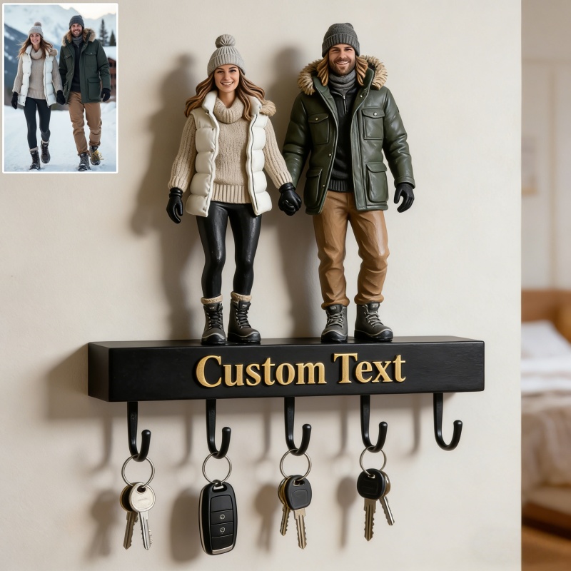 Personalized Couple Photo Realistic Style Wall Hook-$47.00-Photo to 3d art