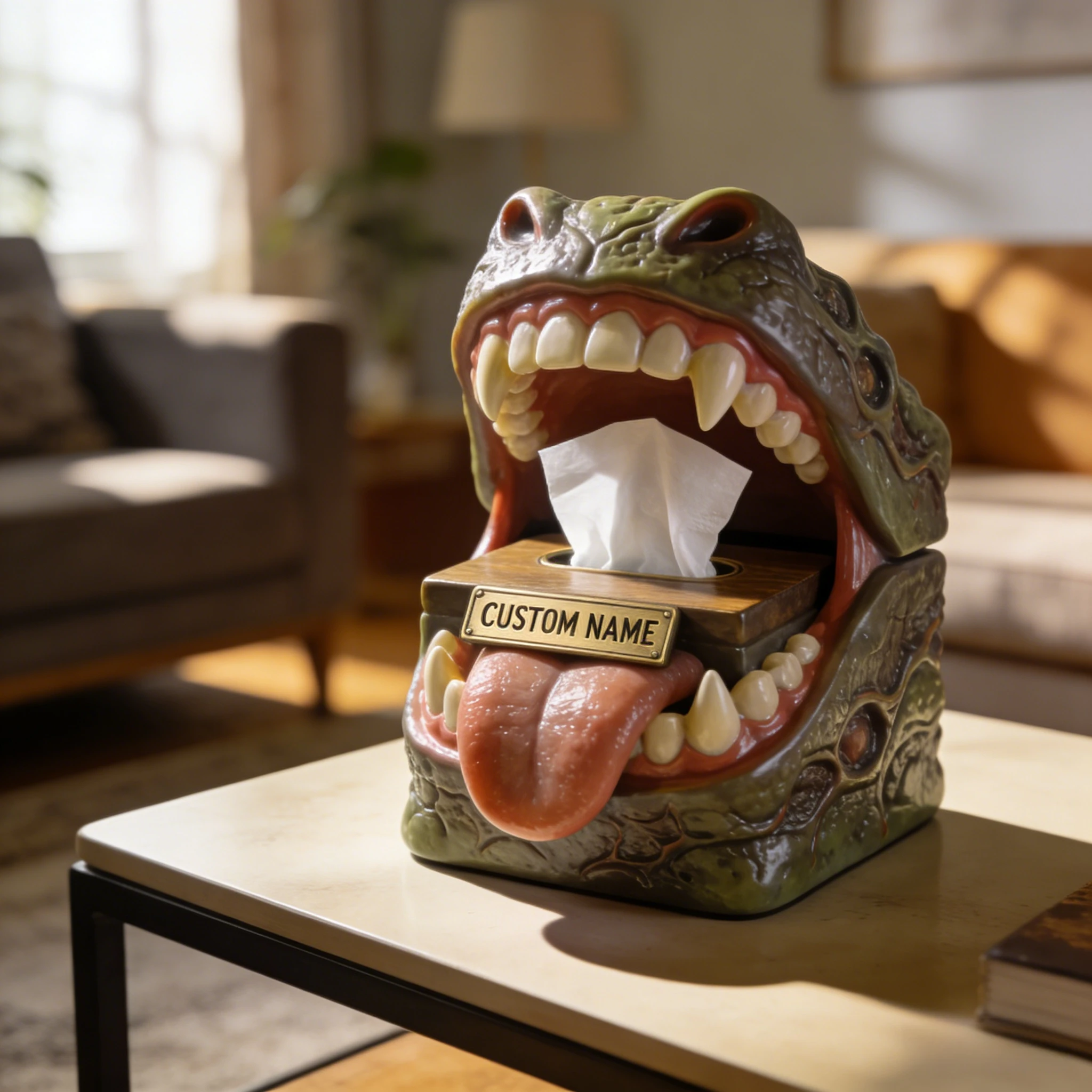 Monster Mouth Tissue Box – Personalized Funny Desktop Decor-$40.00-Photo to 3d art