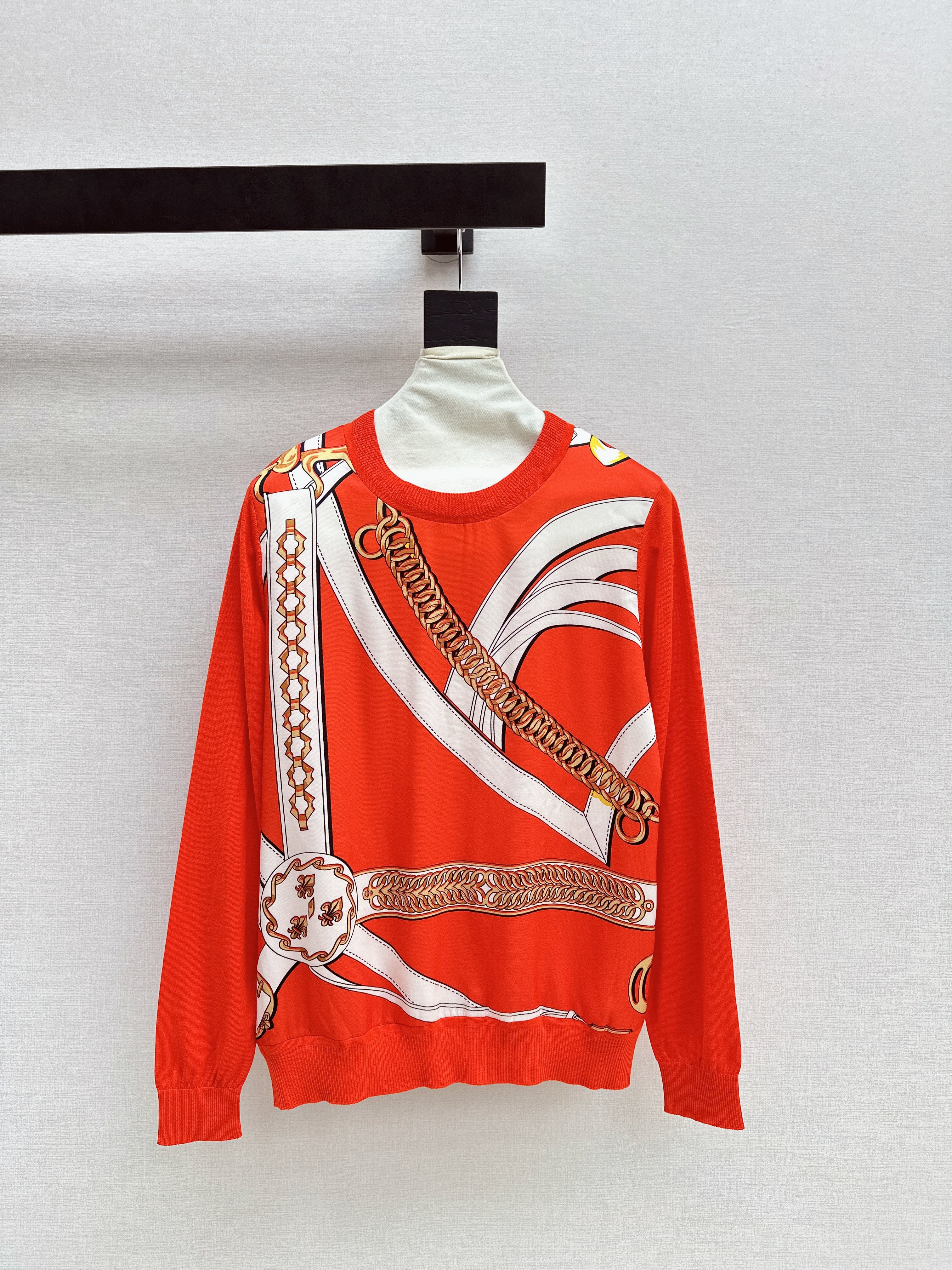 Patterned patchwork knit sweater