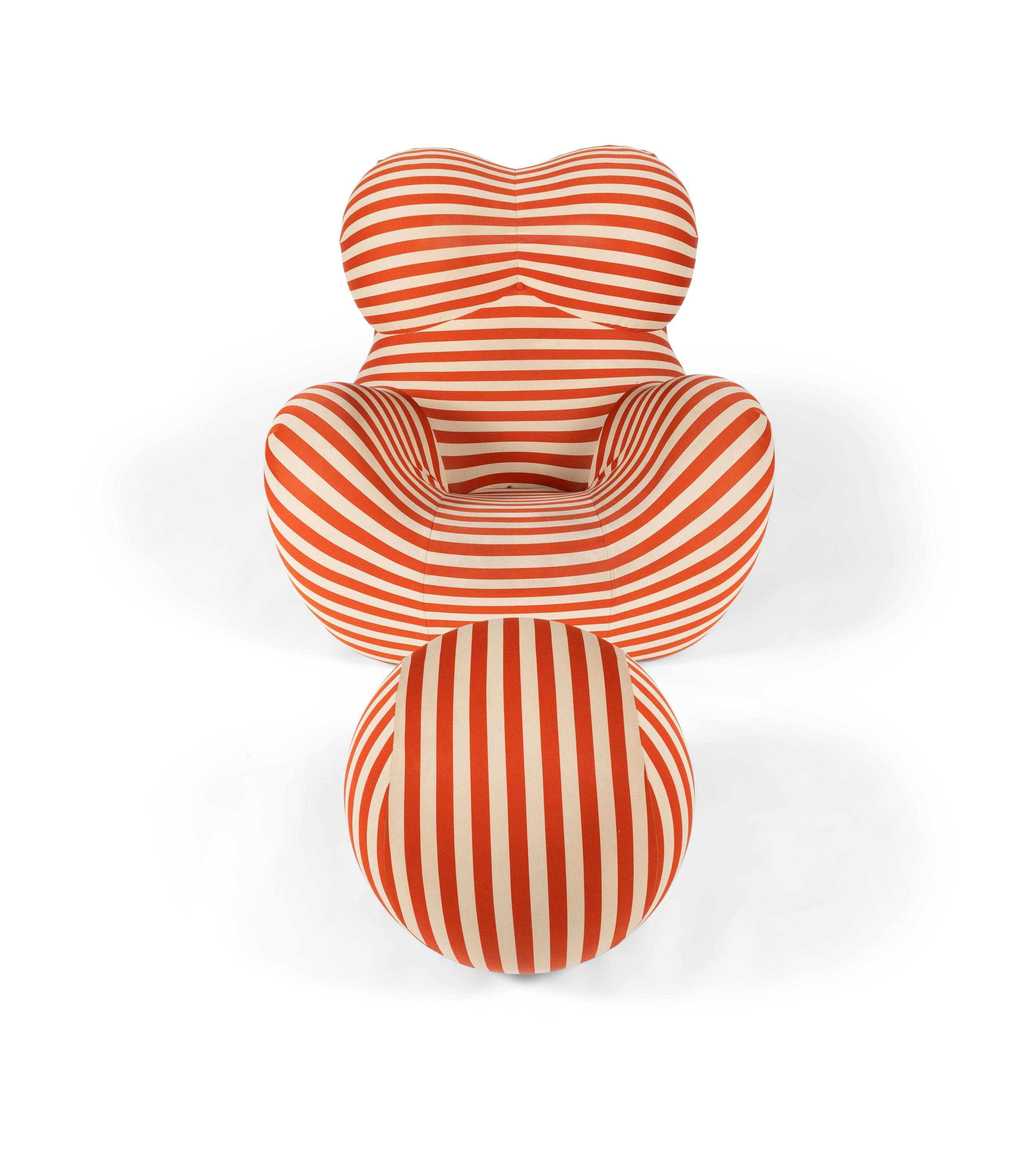 Up Armchair & Ottoman - Striped Coral - Amazon