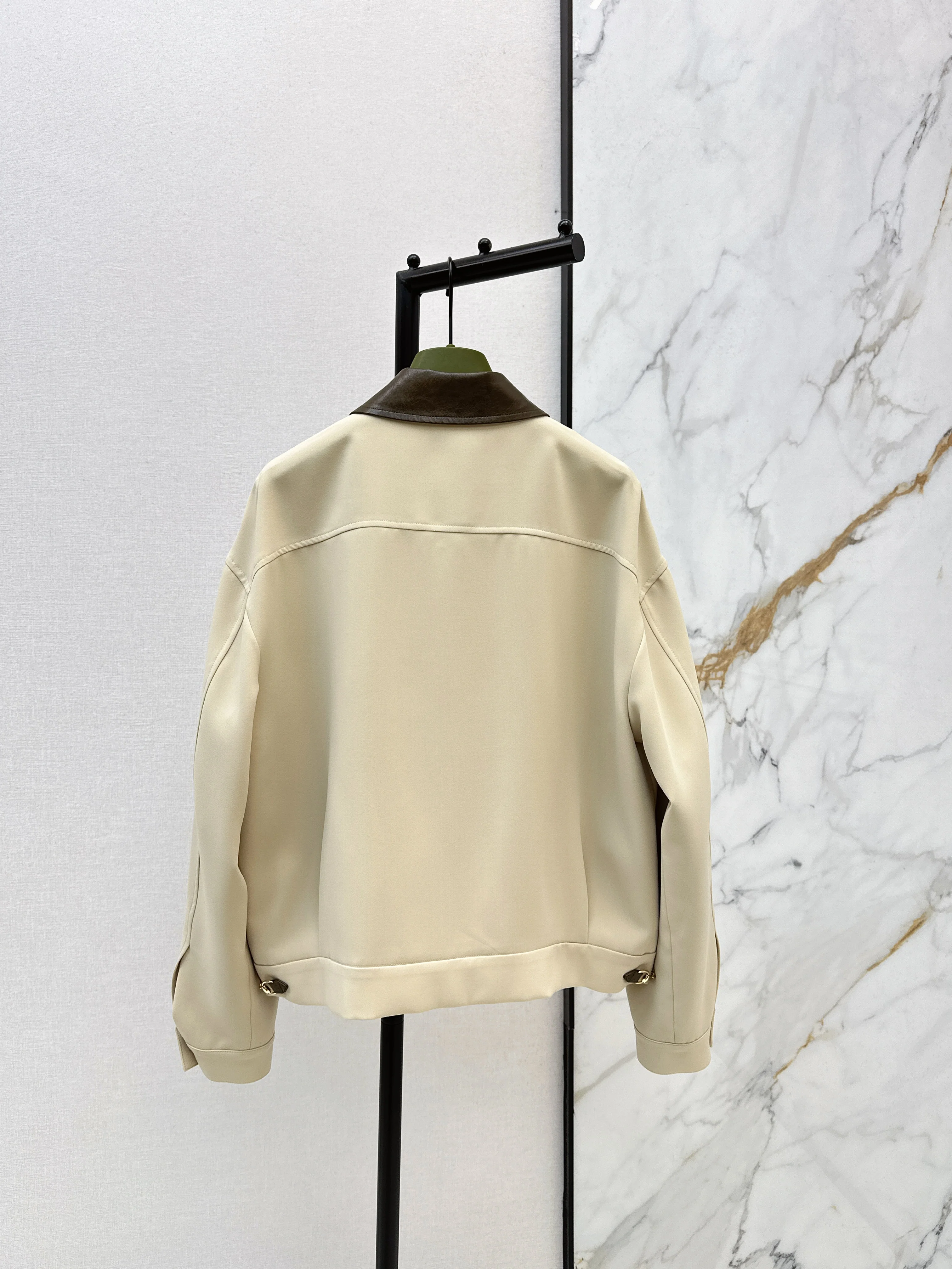 Leather lapel jacket