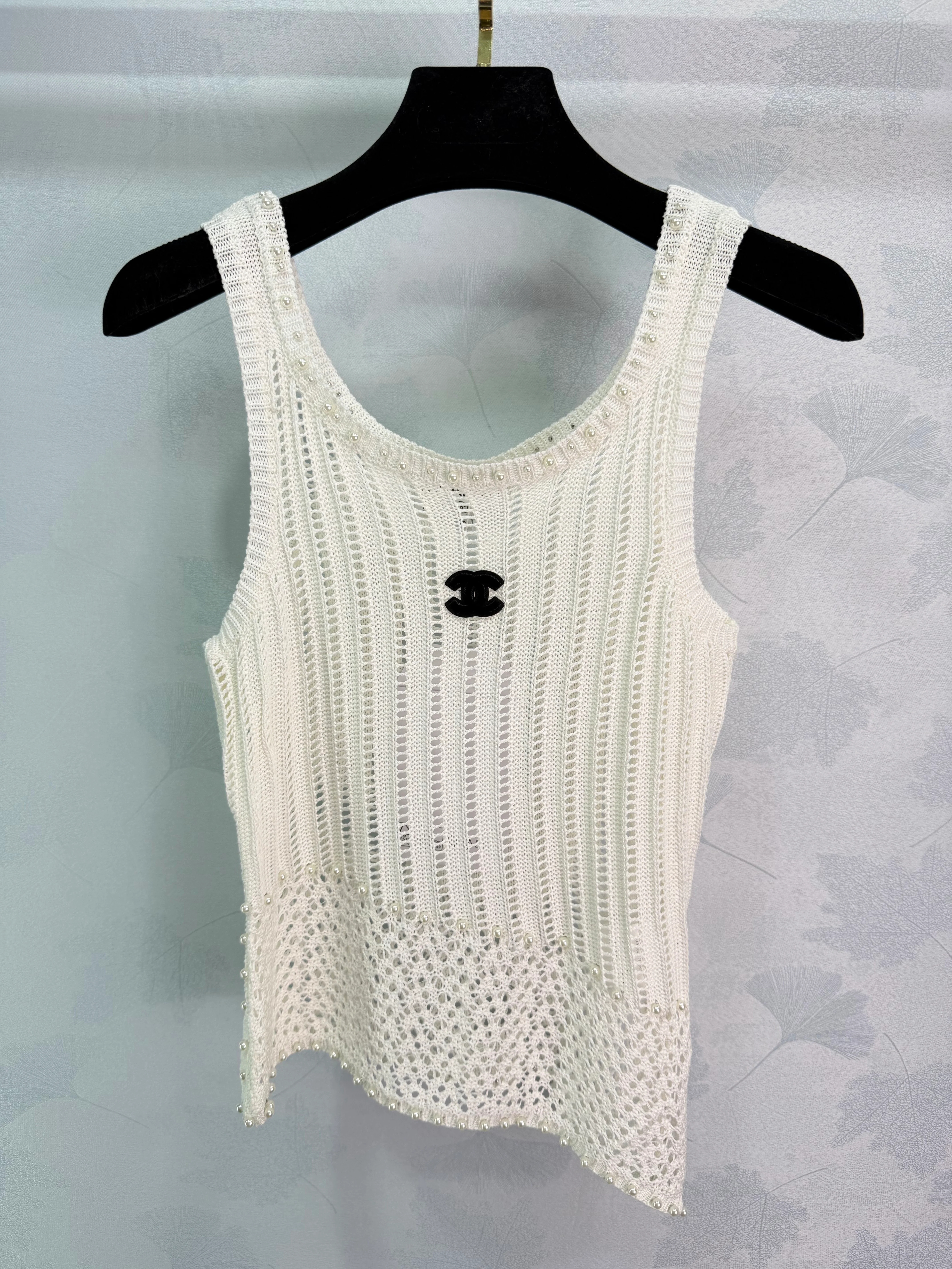 Beaded Openwork Knit Vest