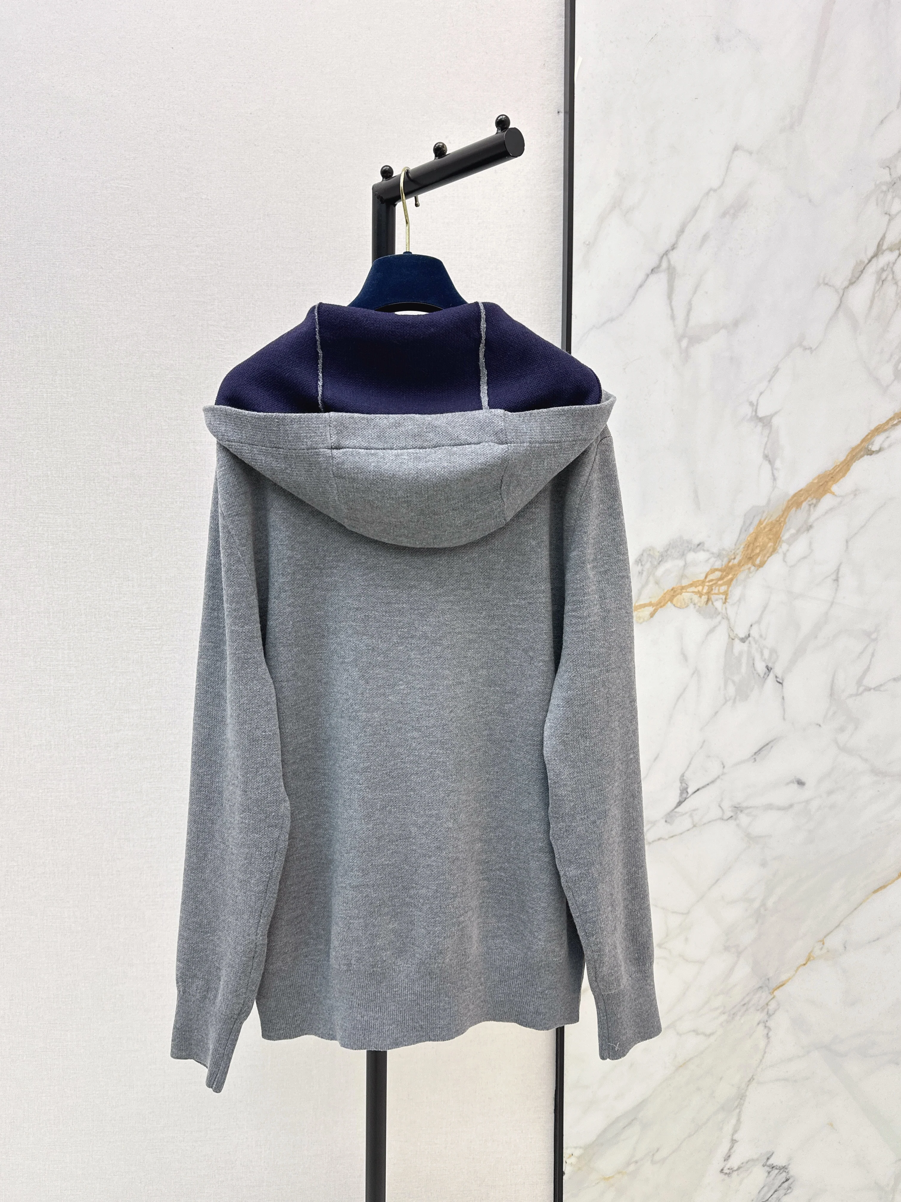 Letter-embellished hooded casual sweater