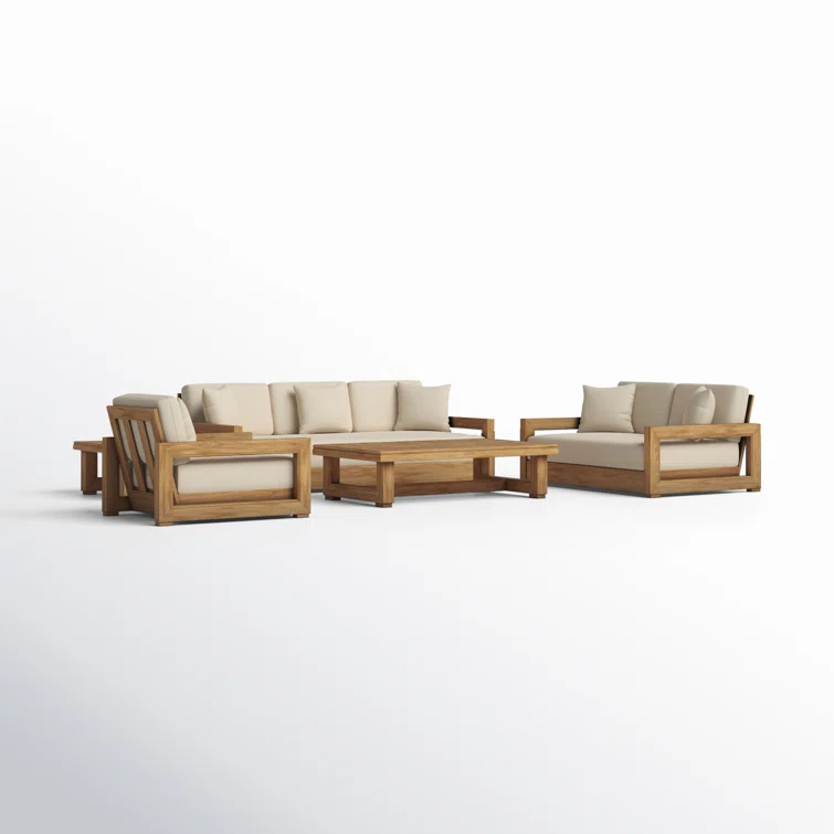 Melrose 5 - Piece Teak Sofa Seating Group with Cushions - Amazon