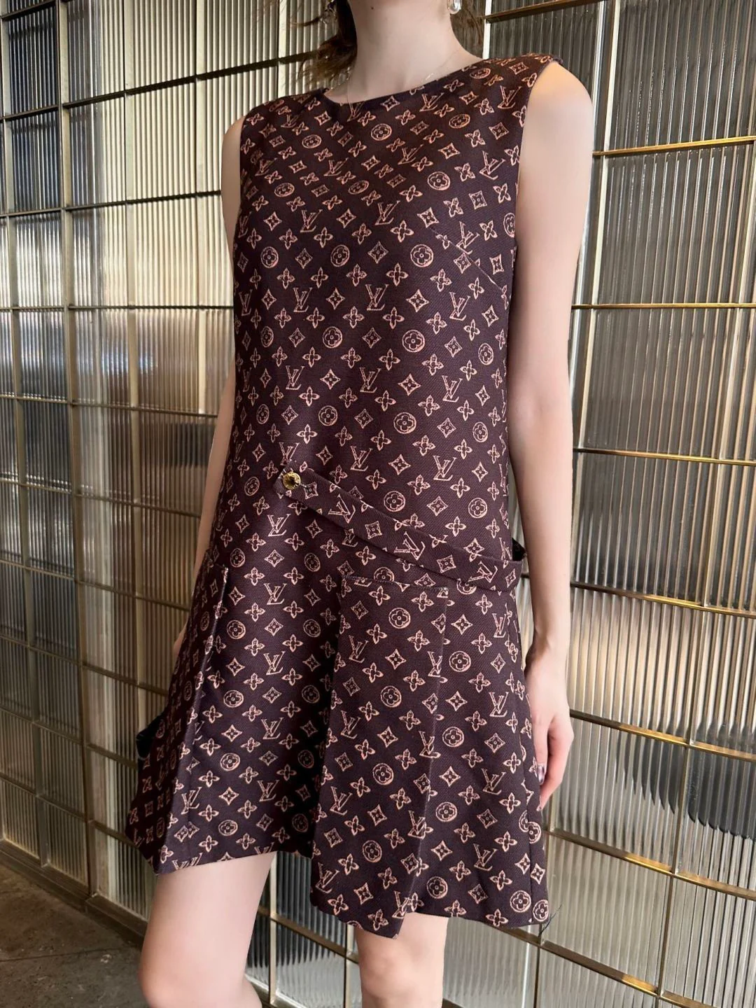 Printed sleeveless vest dress