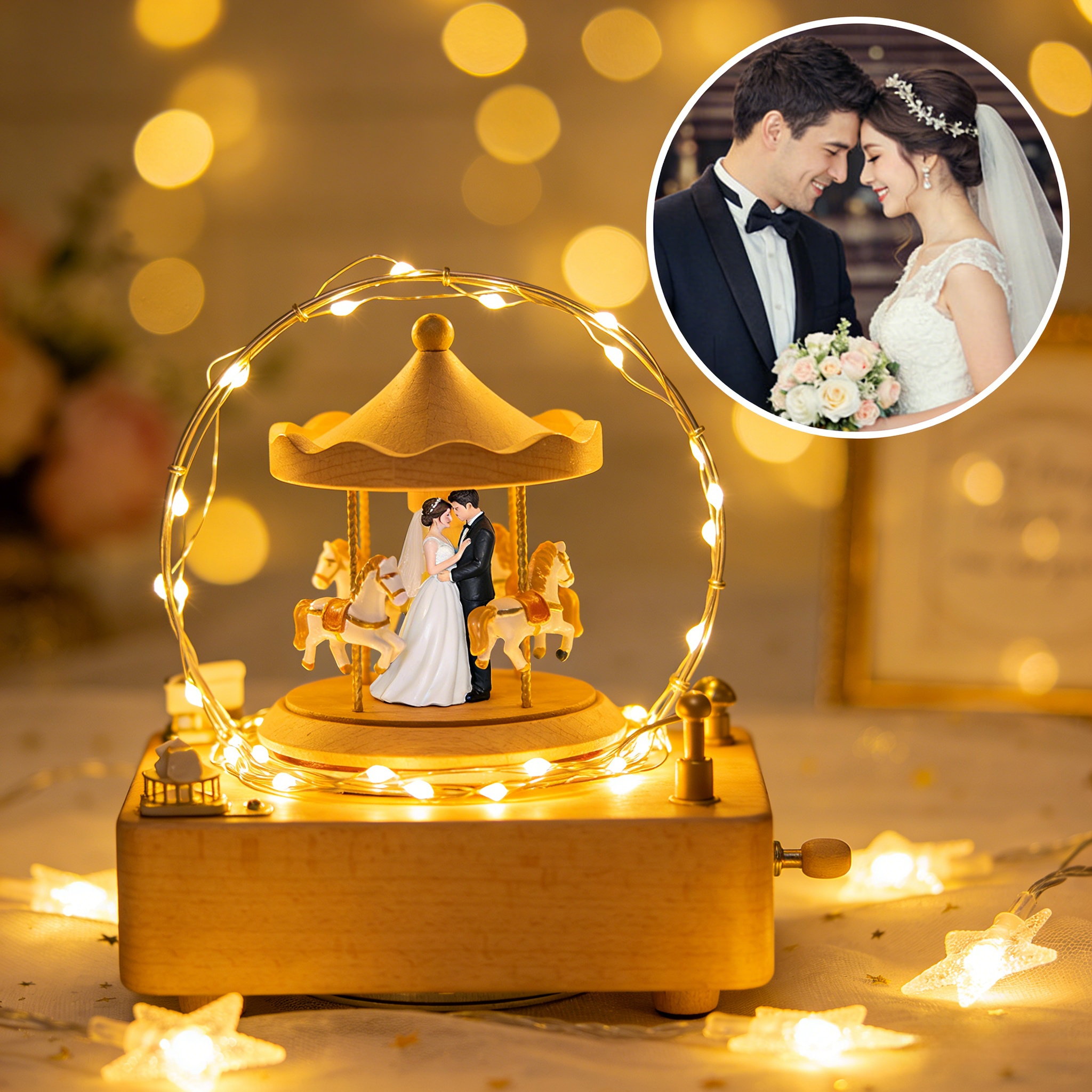 Personalized Photo Music Box with Names & Date (Custom Couple Keepsake)-$42.99-Photo to 3d art