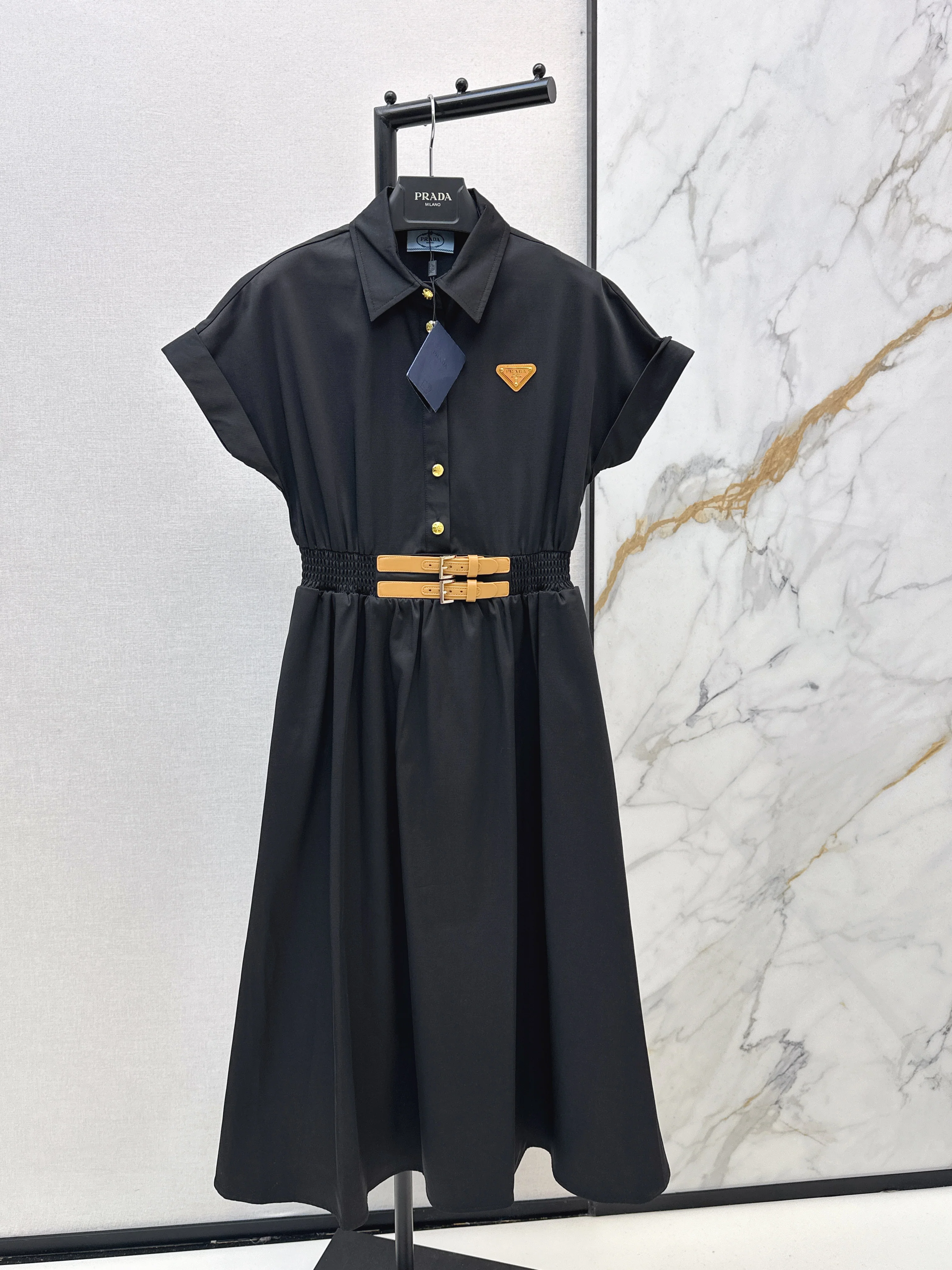 Triangle logo collared dress