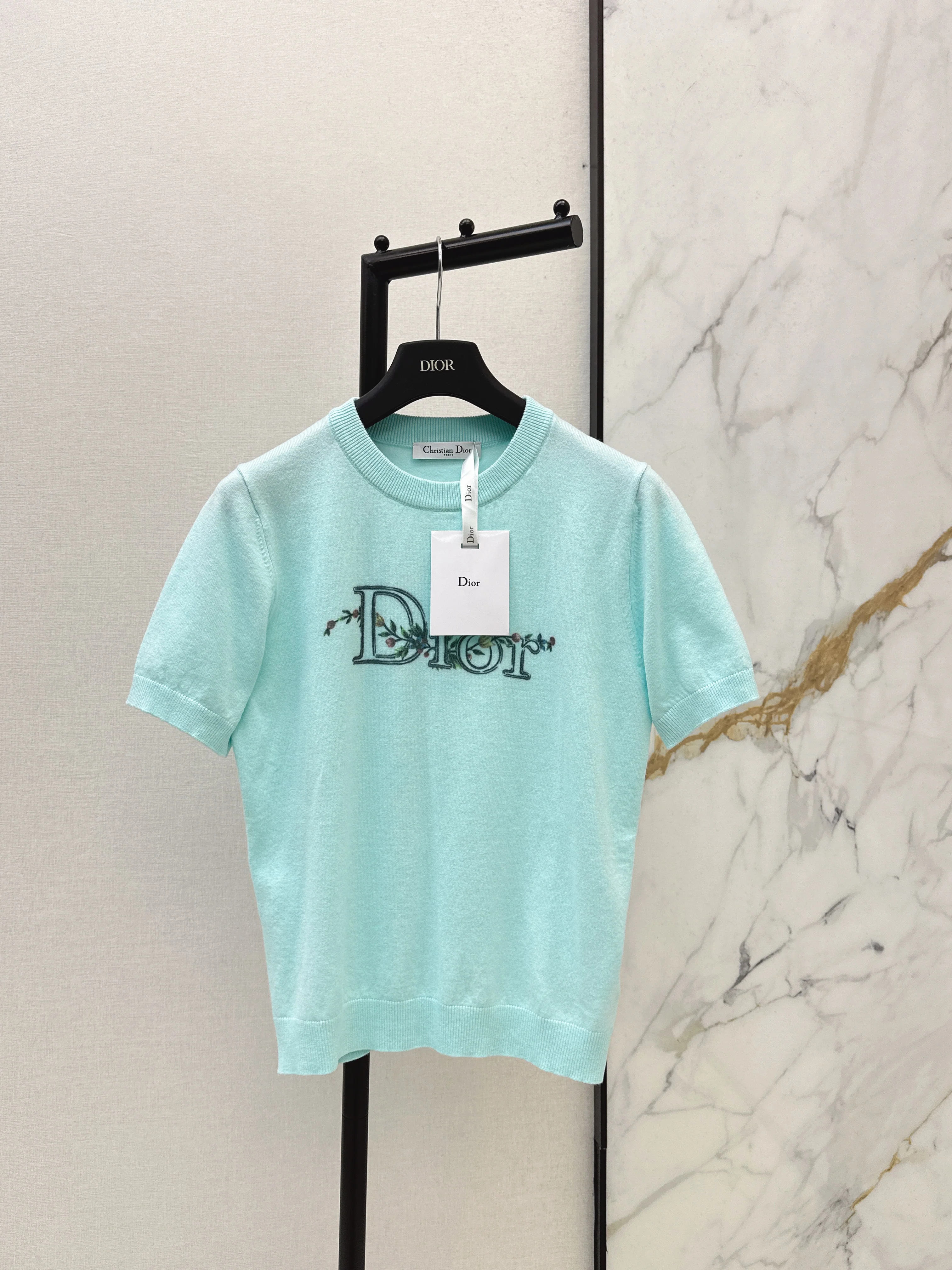 26ss Floral Embroidered Knit T-Shirt