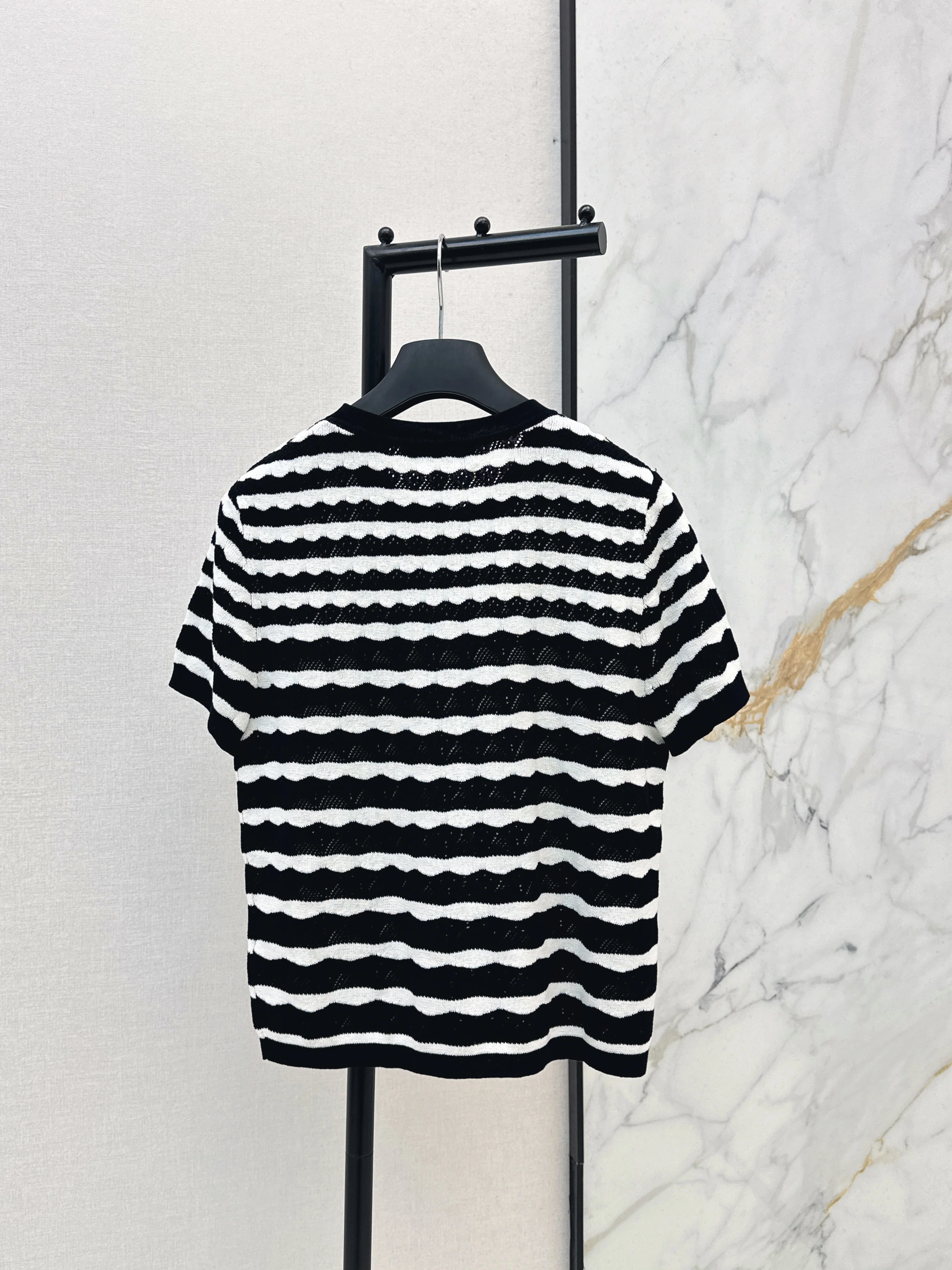 26ss Striped Openwork Knit T-shirt