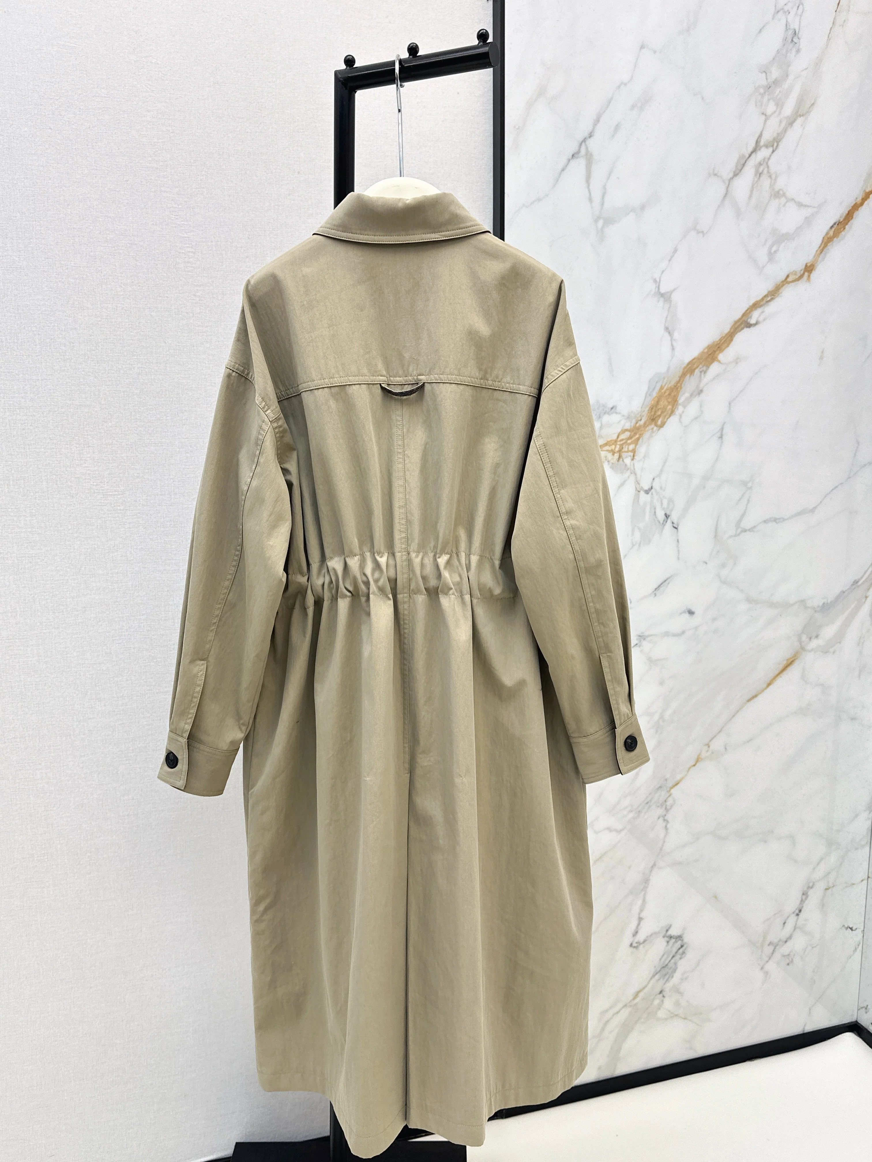 Drop-shoulder trench coat