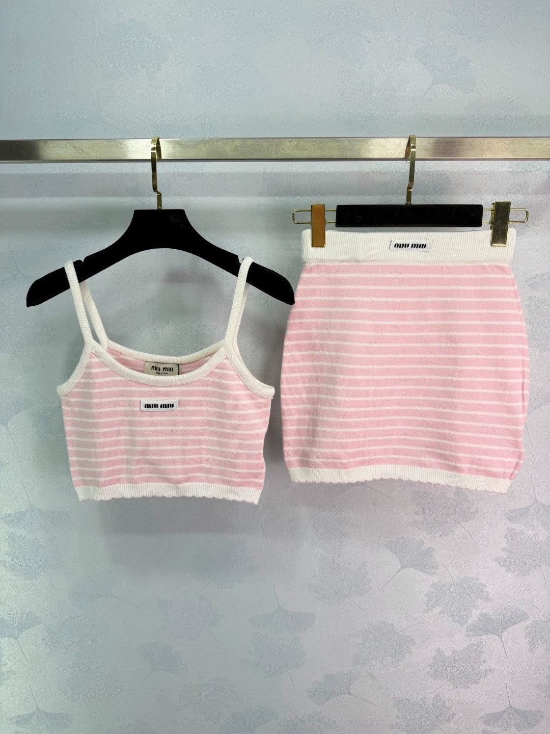 26ss Striped Knit Camisole and Skirt Set
