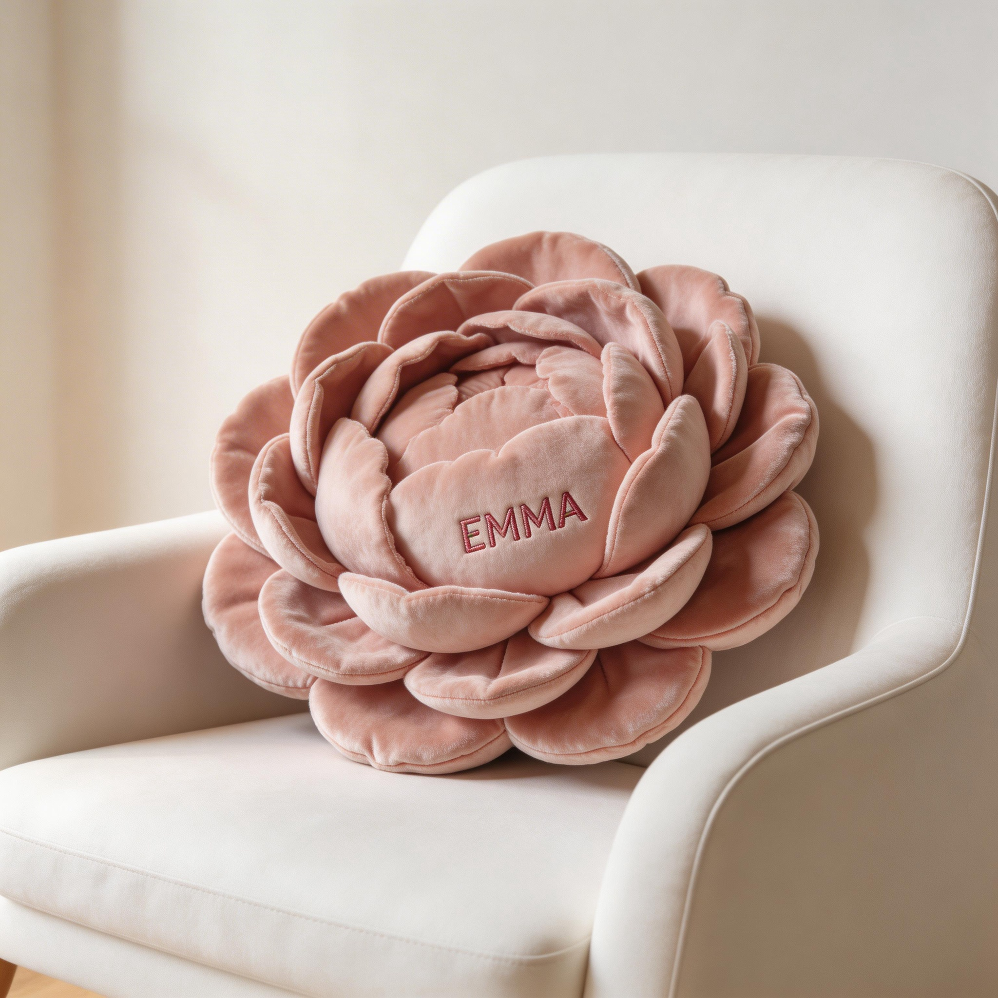 Personalized 3D Blooming Peony Flower Pillow with Custom Name (Oversized Throw Cushion)-$33.00-Photo to 3d art