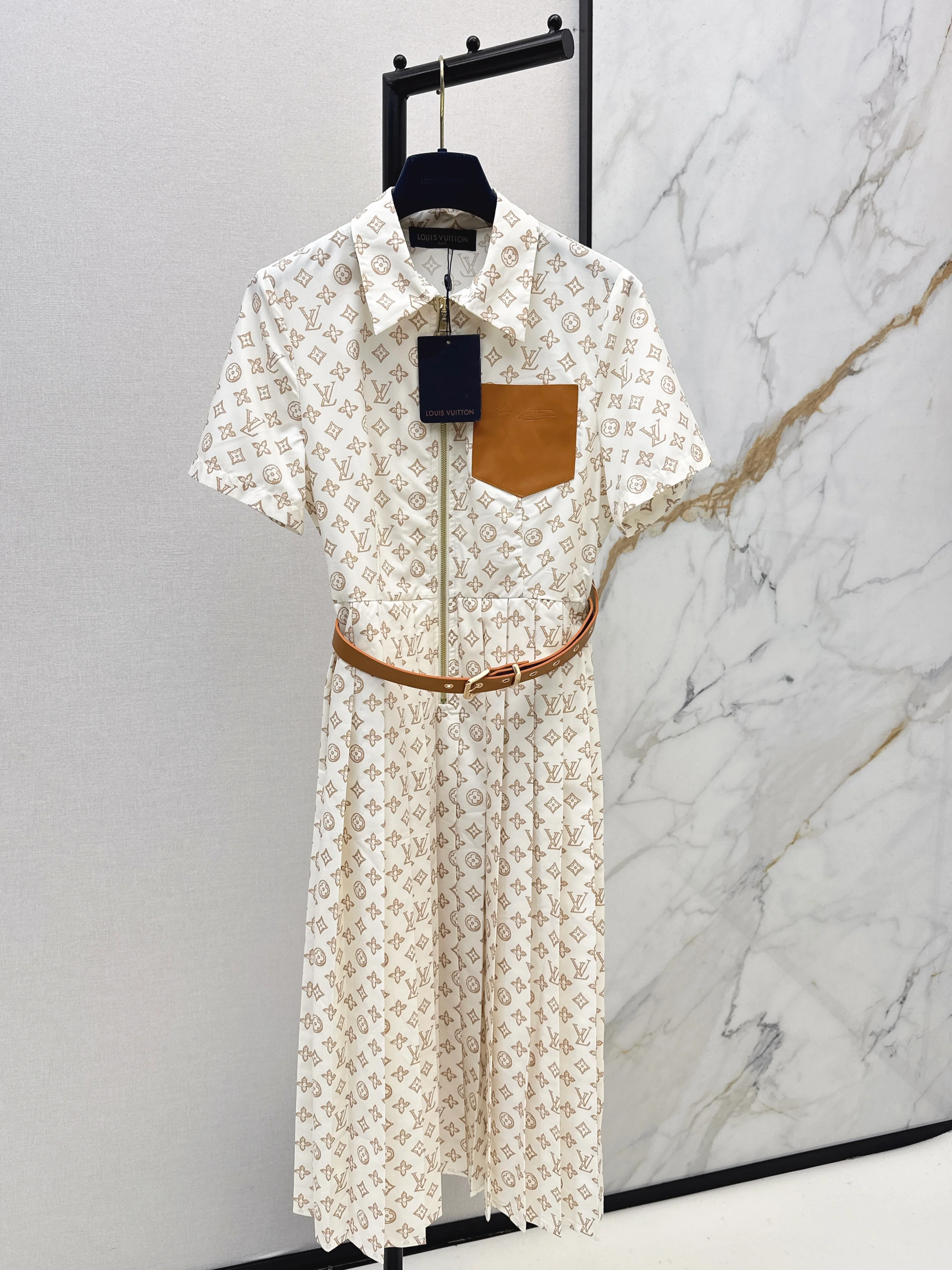 Printed Long Pleated Dress