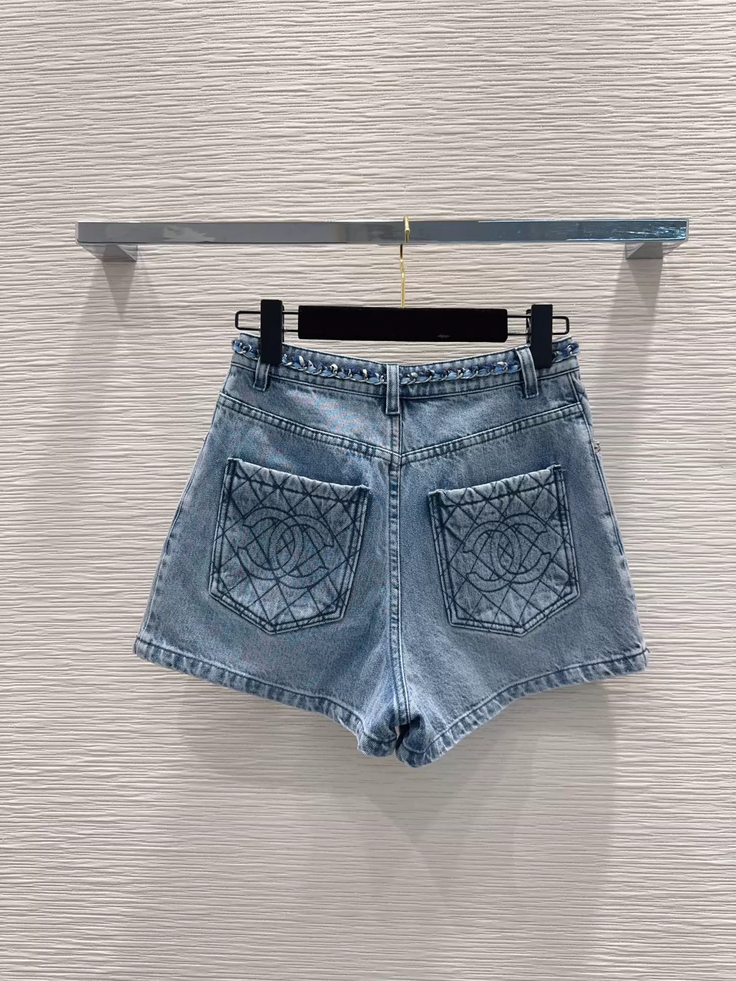 woven denim shorts