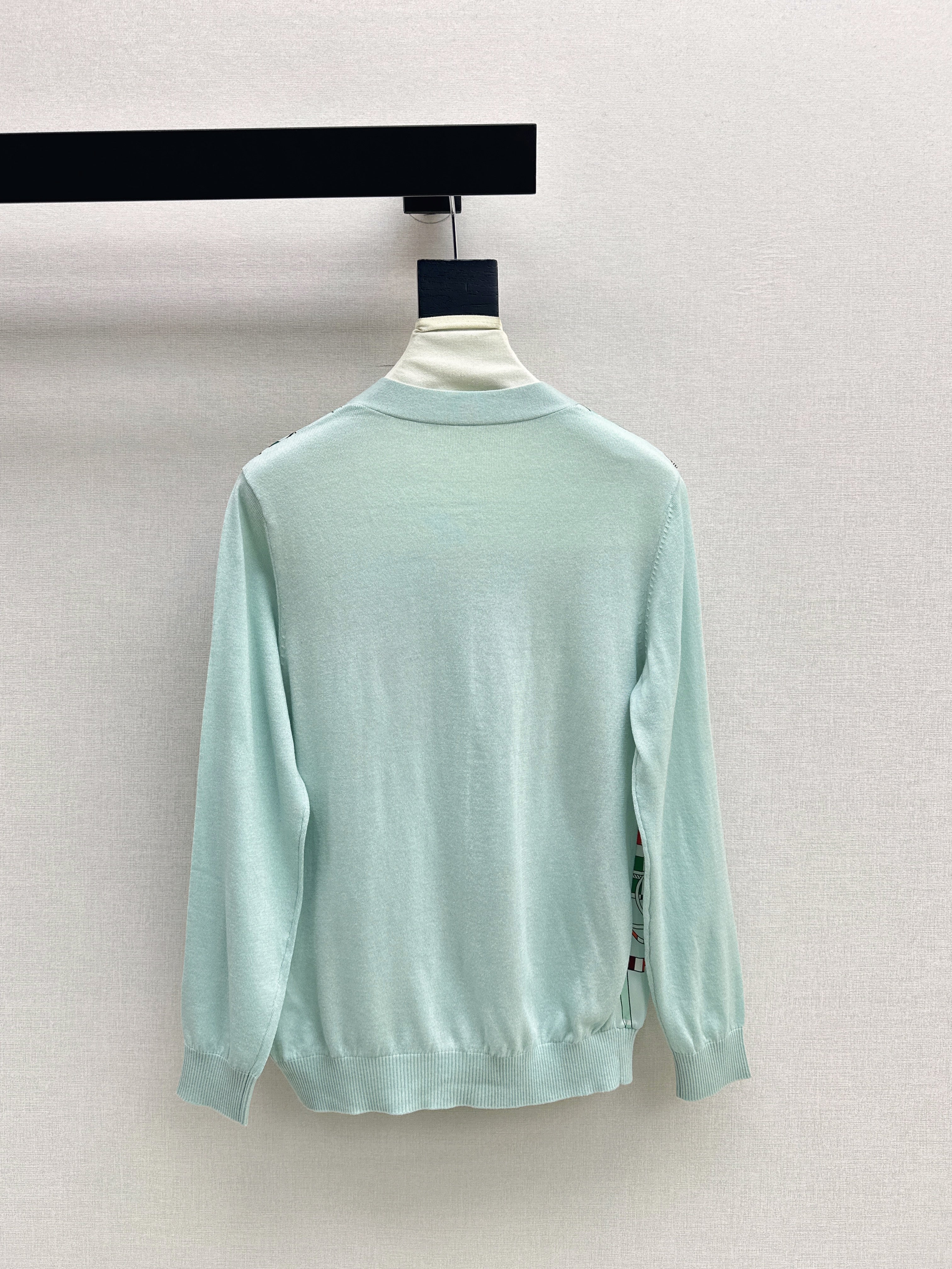 Patterned patchwork knit cardigan