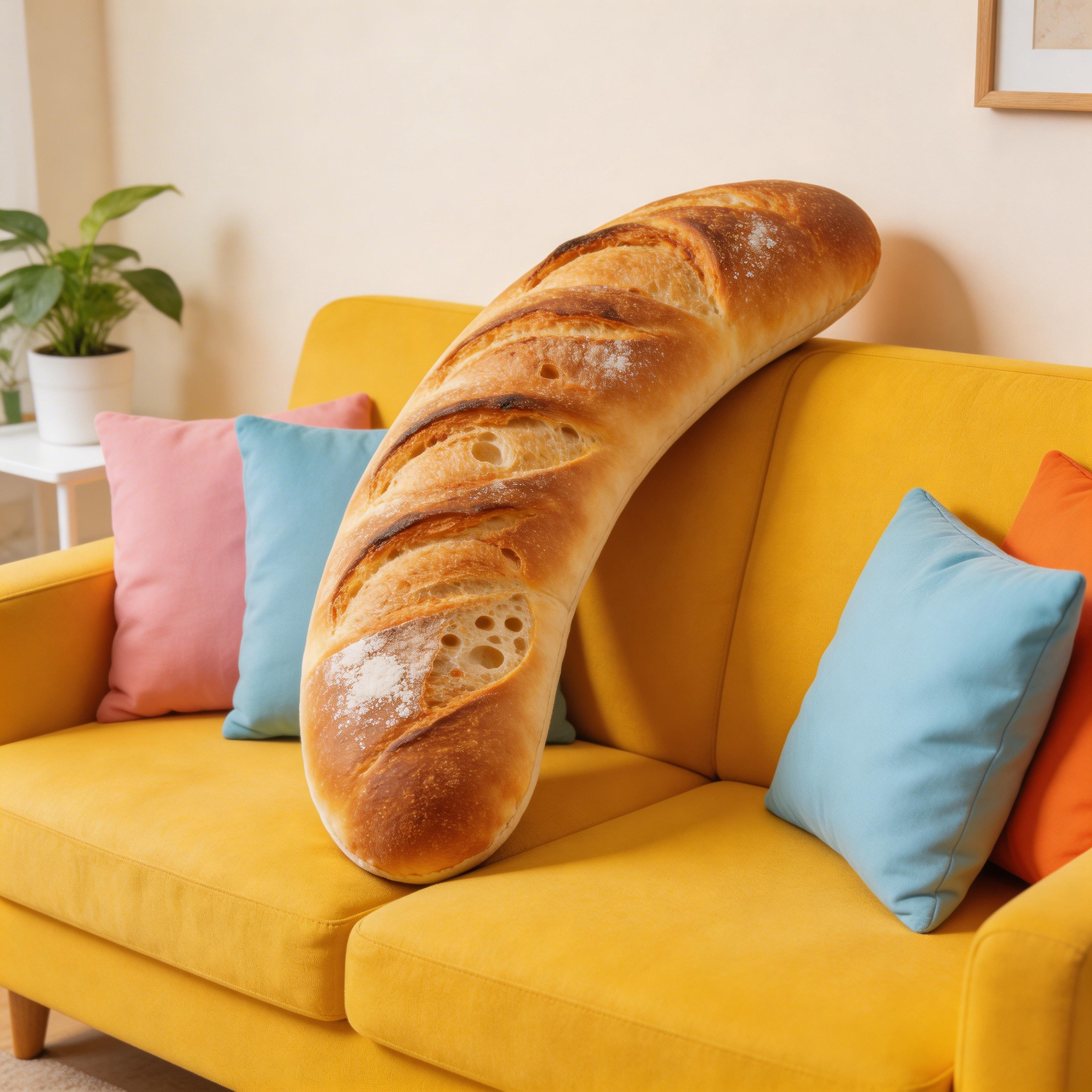 Giant Baguette Bread Body Pillow (Realistic Food-Shaped Long Cushion)-$33.00-Photo to 3d art