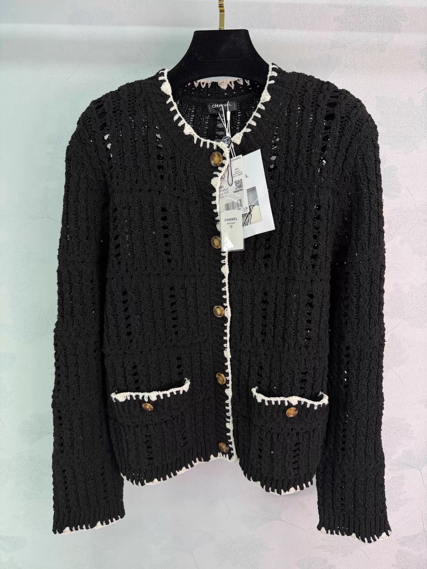French-style crochet knit cardigan