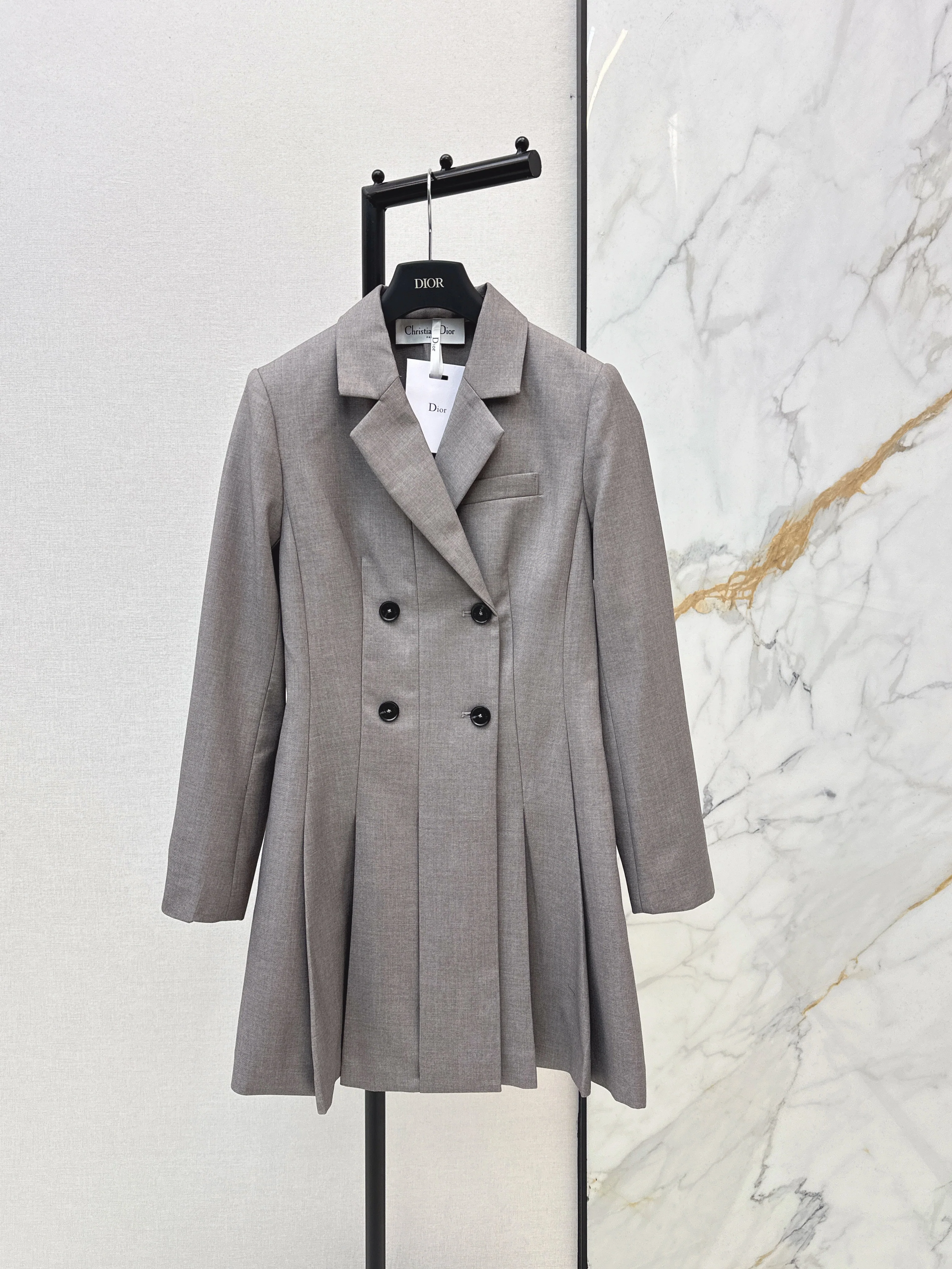 Double-breasted pleated dress