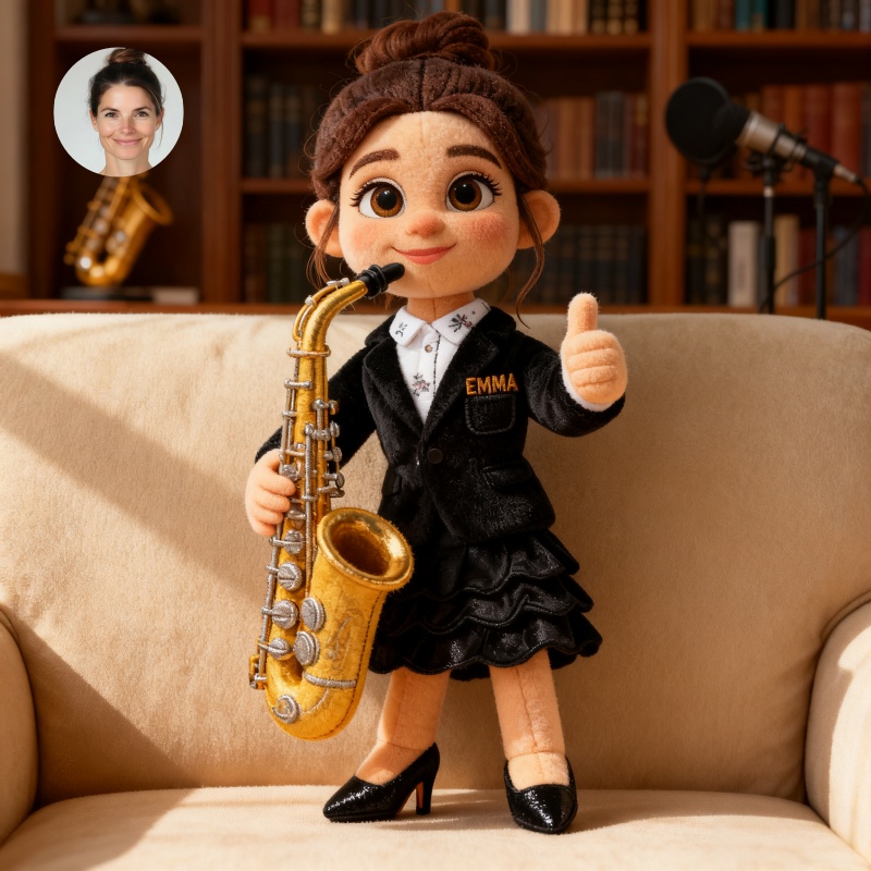 Custom Pixar style saxophone player themed creative pillow-$33.00-Photo to 3d art