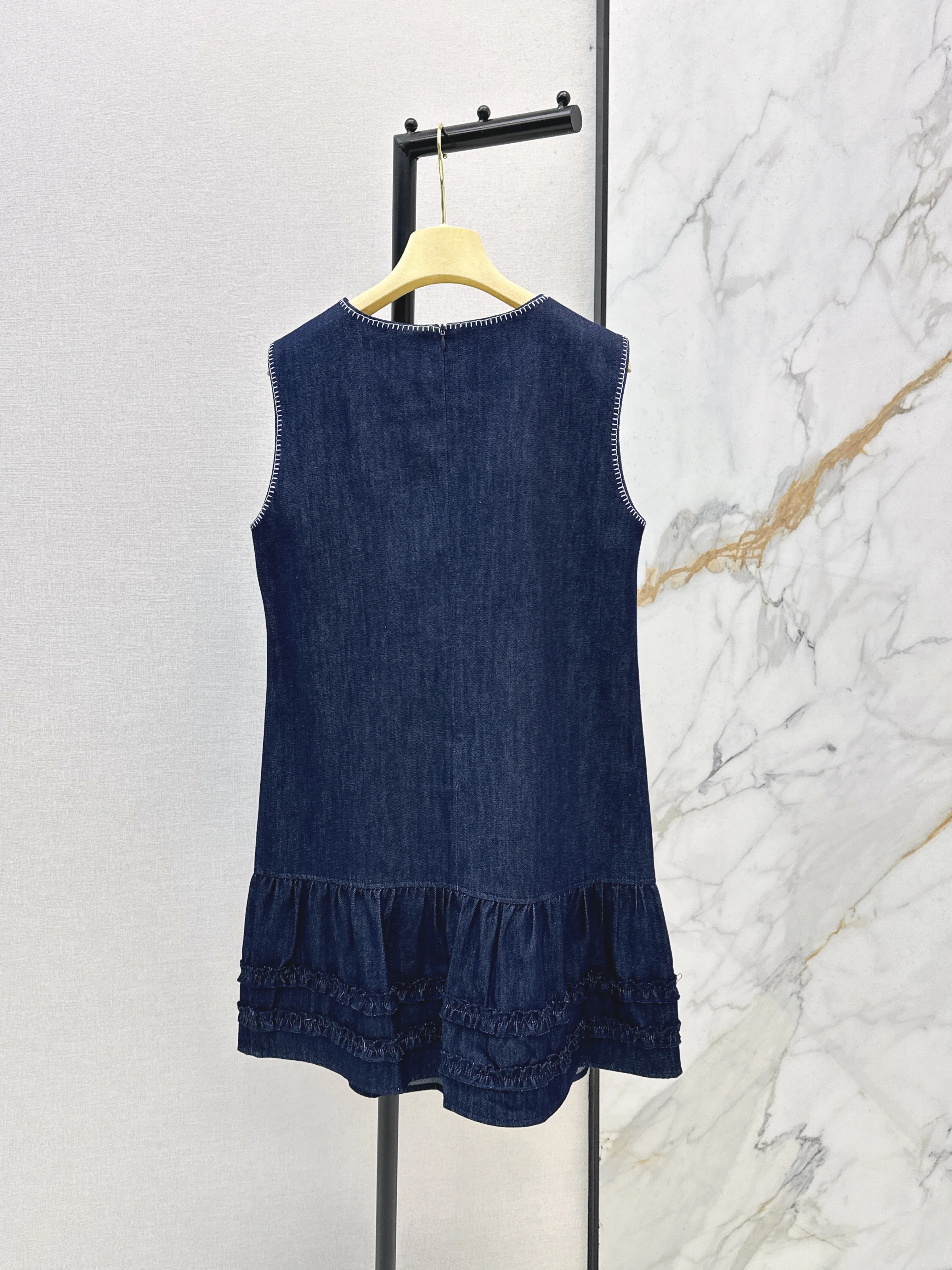 Embroidered sleeveless vest dress