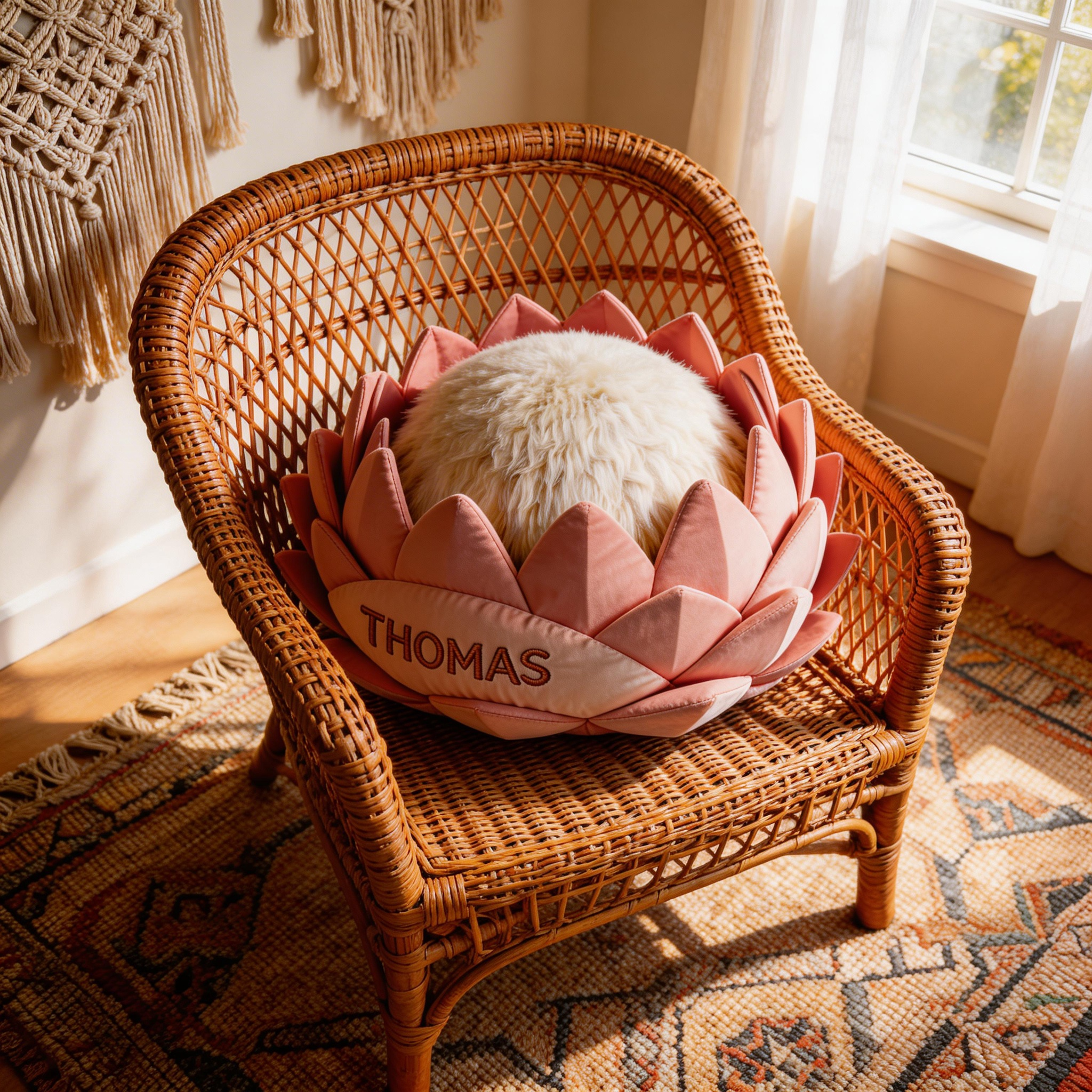 Personalized 3D King Protea Flower Throw Pillow with Custom Name (Tropical Bloom Cushion)-$33.00-Photo to 3d art