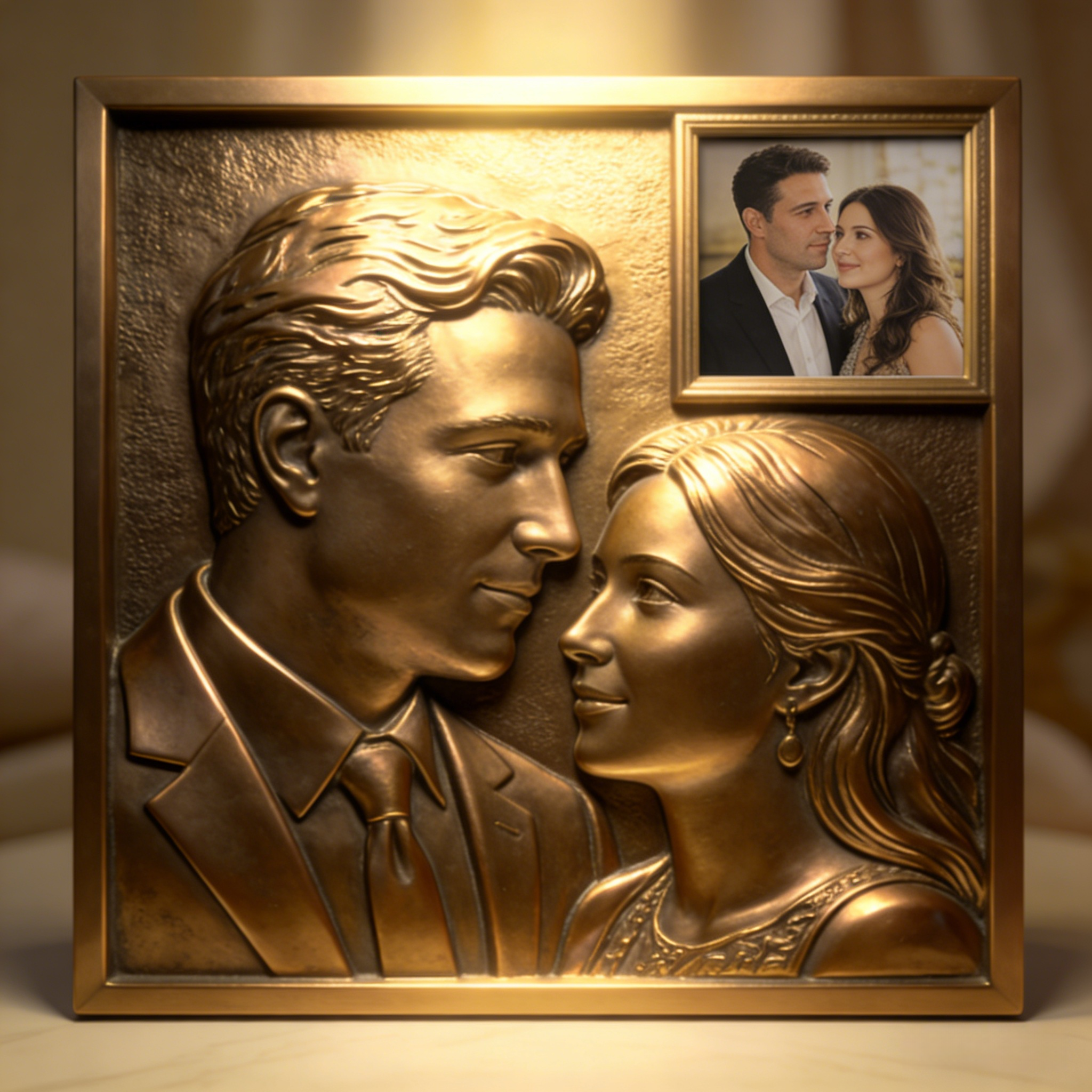 Custom 3D Photo Relief Frame – Personalized Names & Anniversary Date Portrait Keepsake-$35.99-Photo to 3d art