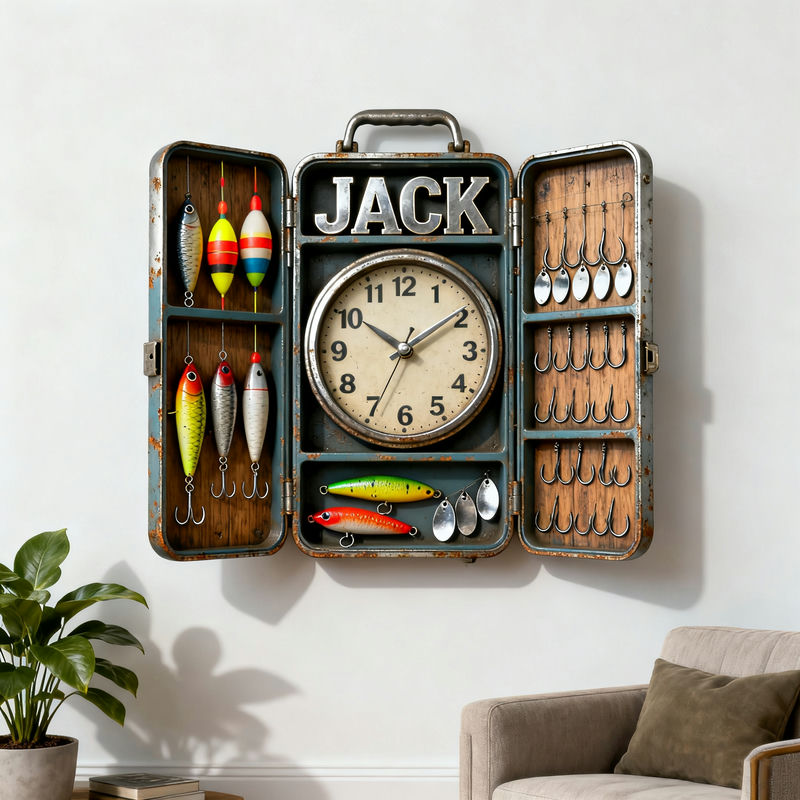 Personalized Fishing Bait Box Themed Clock-$47.00-Photo to 3d art