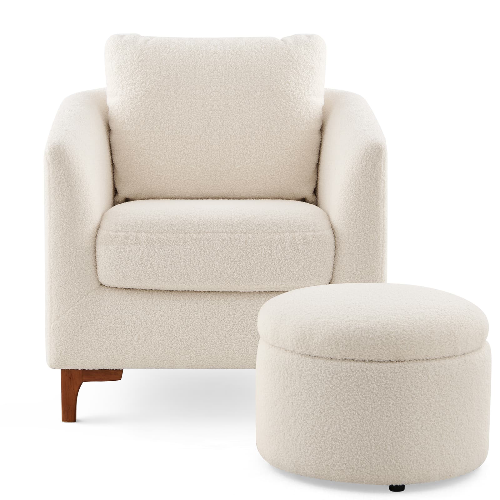 Accent Chair Reading Chair with Round Storage Ottoman Set - Amazon