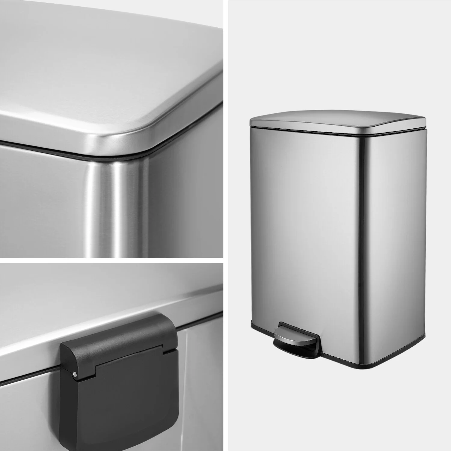 Innovaze 13 Gal./50 Liter Rectangular Stainless Steel Step-on Trash Can for Kitchen - Amazon