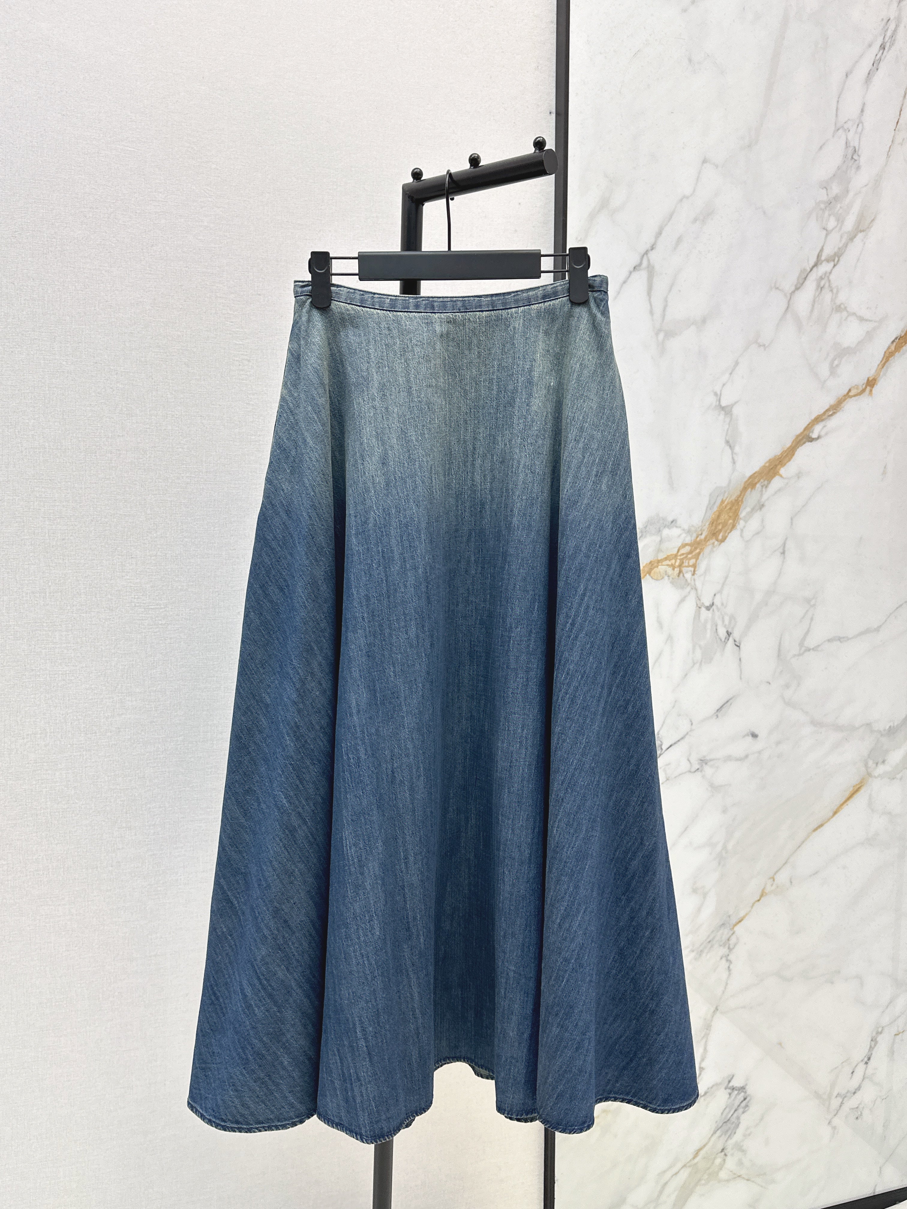 26ss  Distressed Washed Denim Skirt