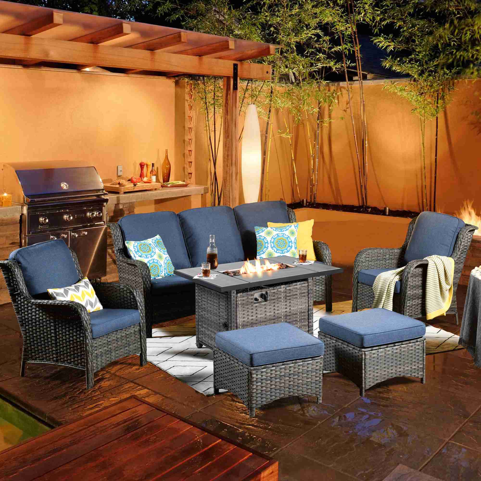 Ovios Patio 6-Piece Conversation Set with 42