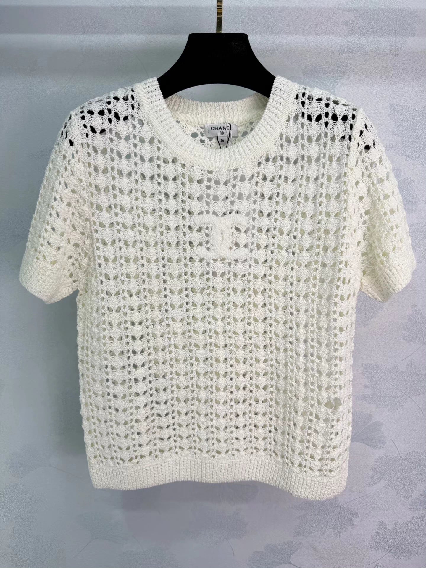 Openwork Knit Short-Sleeve T-Shirt