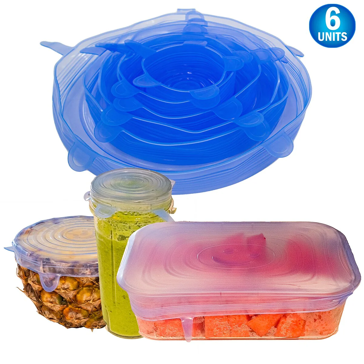 Stretch Lids Reusable Silicone Leak-Proof Food Covers For Bowls Cups Containers - 6pc - Amazon