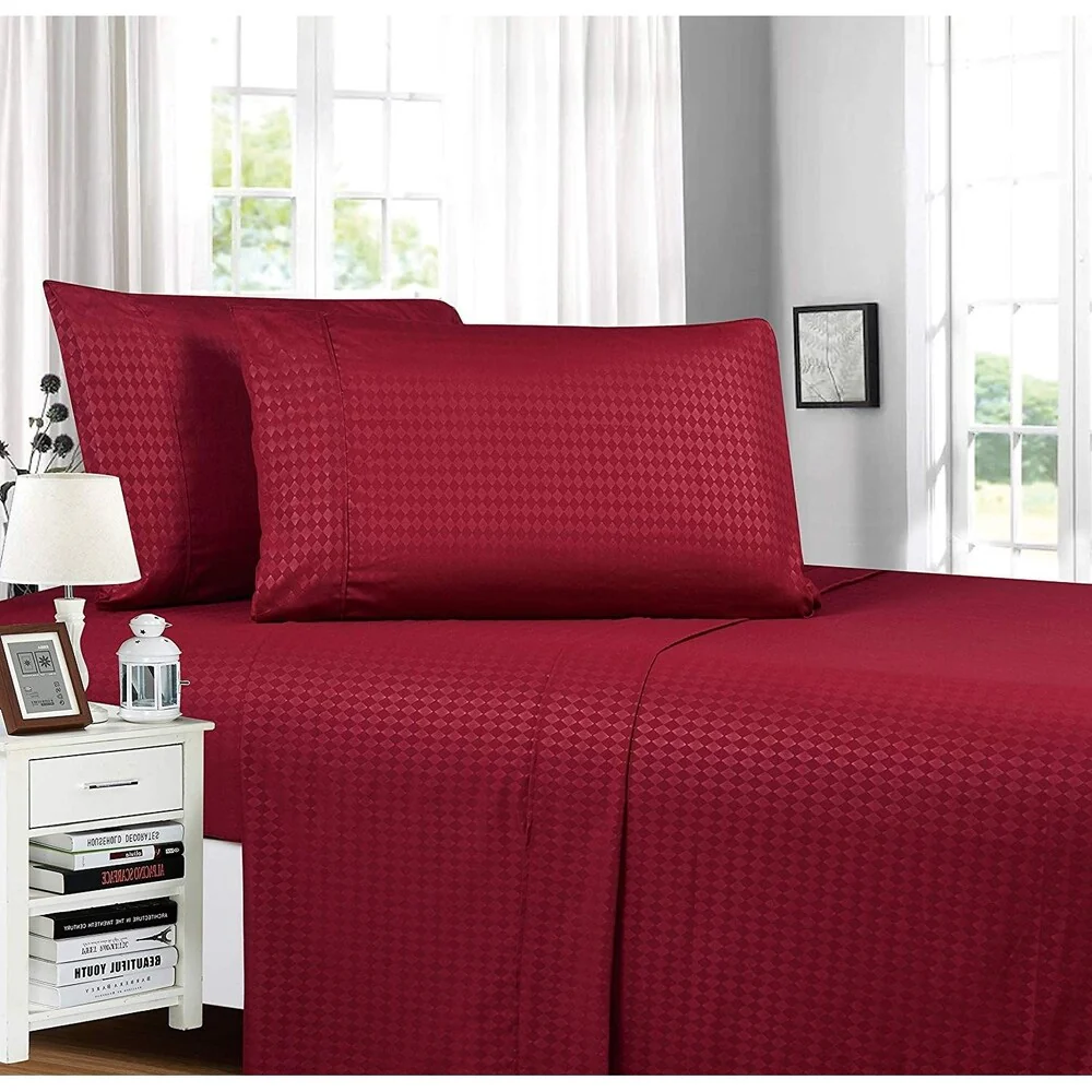Elegant Comfort Diamond Embossed 4-Piece Bed Sheet & Pillowcase Set - Amazon