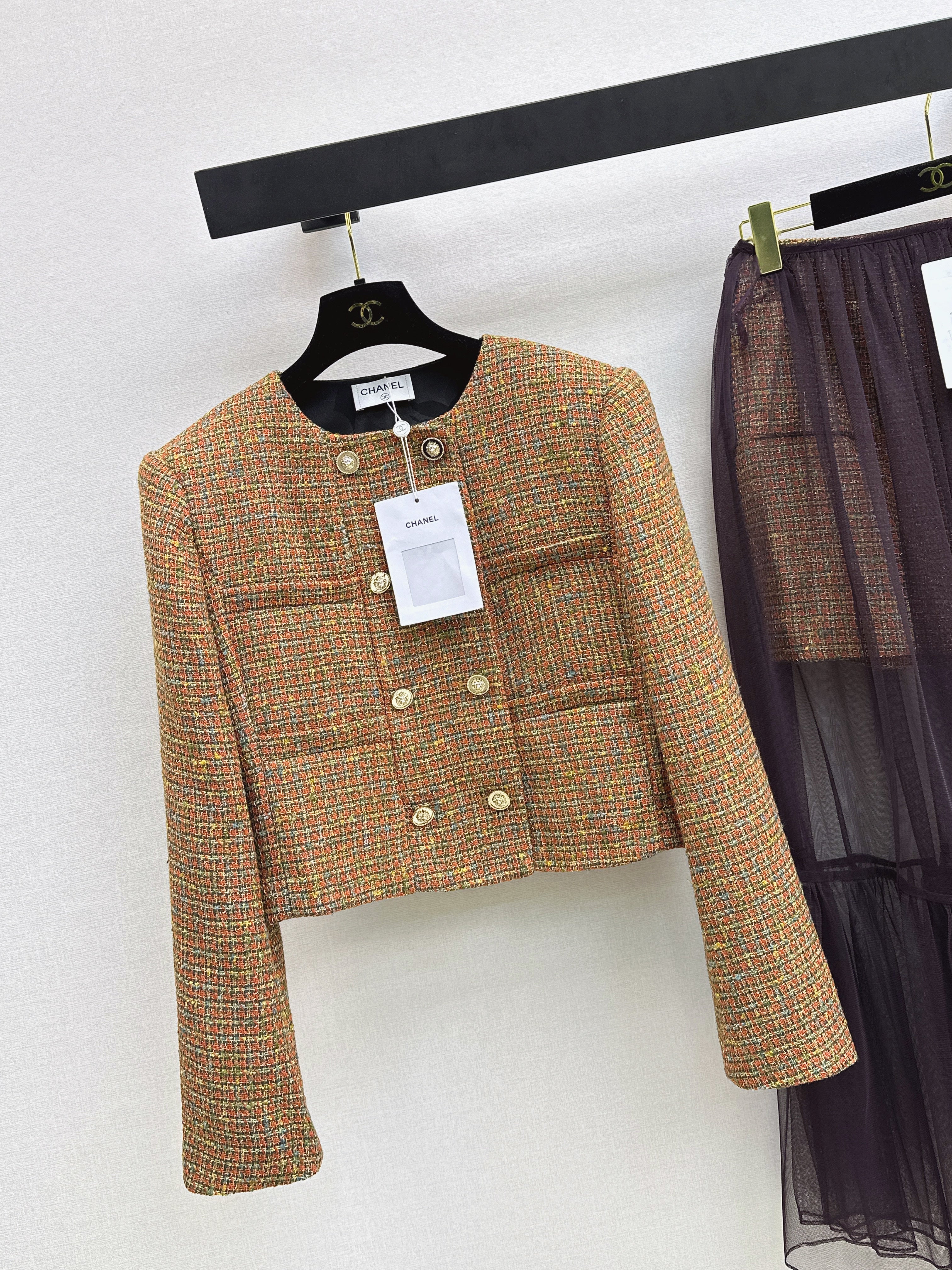 Woven Crew Neck Cardigan