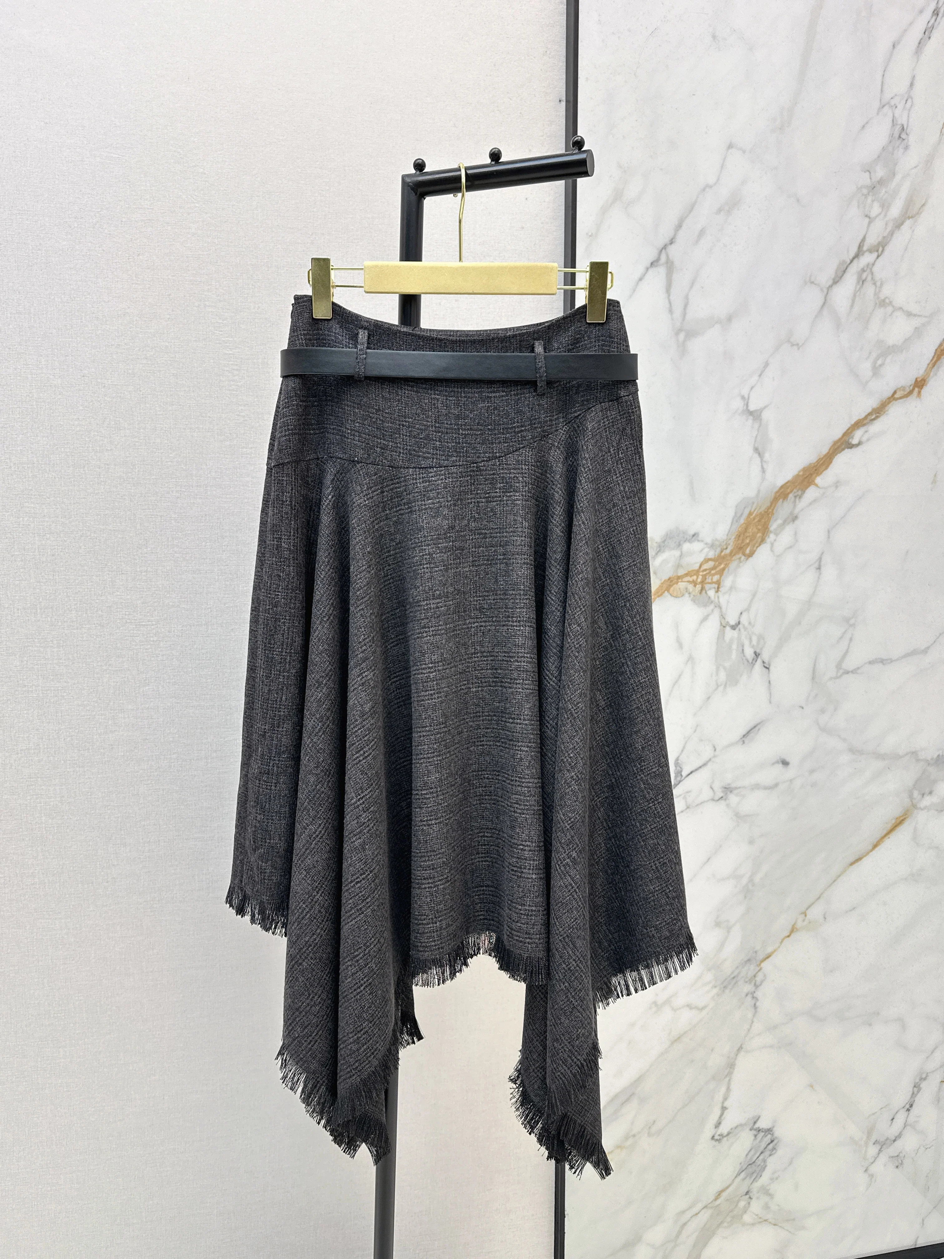 26ss Irregular Waist Midi Skirt