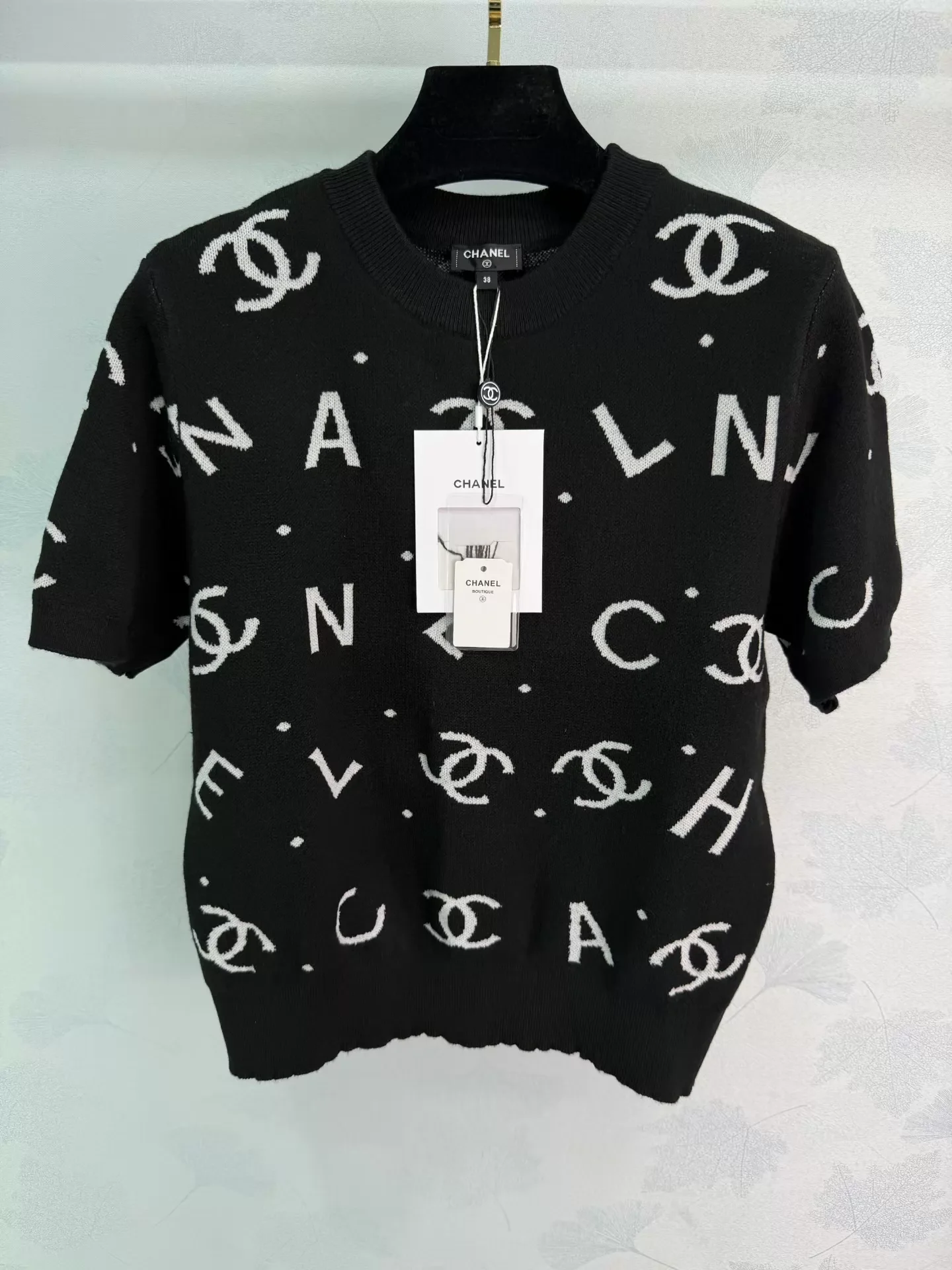 Letter Knit Short-Sleeve T-Shir