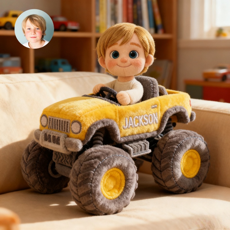 Custom Pixar style children’s monster truck rider themed pillow-$33.00-Photo to 3d art