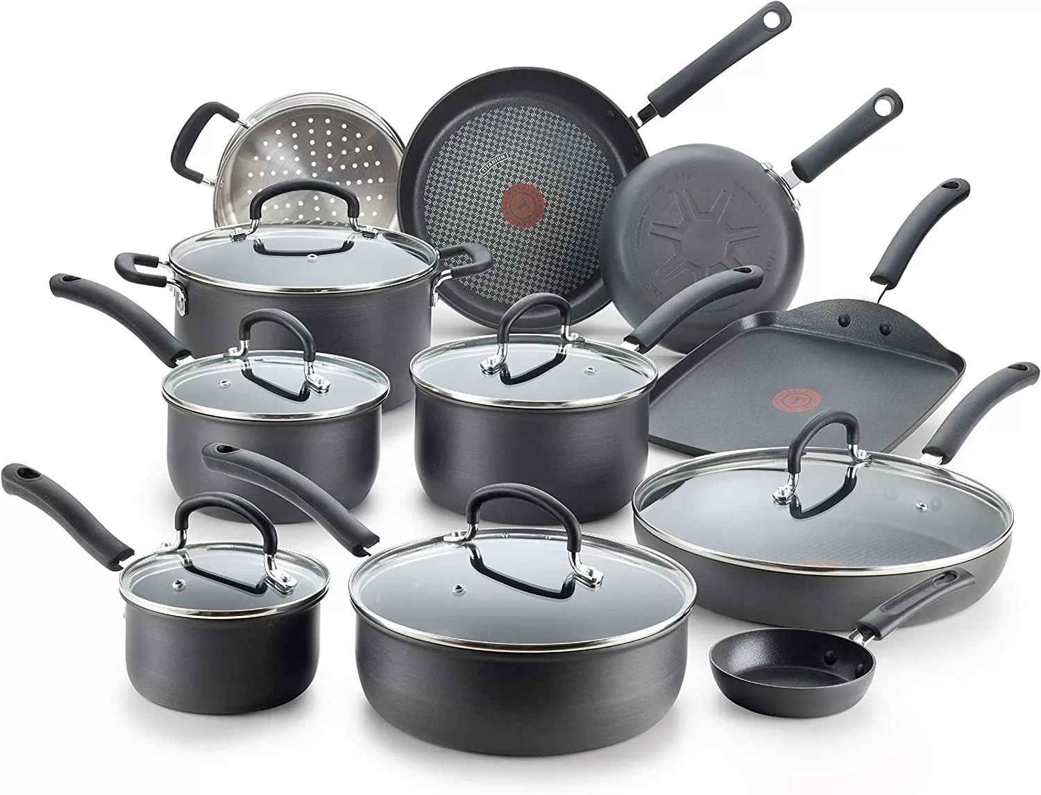 Hard Anodized Nonstick 17 Piece Cookware Set, Black - Amazon