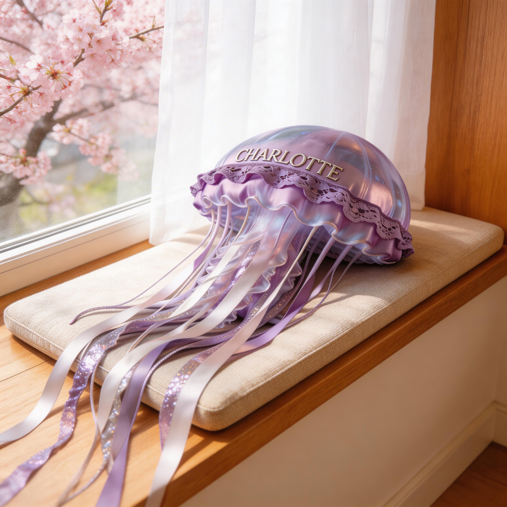 Personalized 3D Jellyfish Pillow with Custom Name (Iridescent Ocean Plush)-$33.00-Photo to 3d art