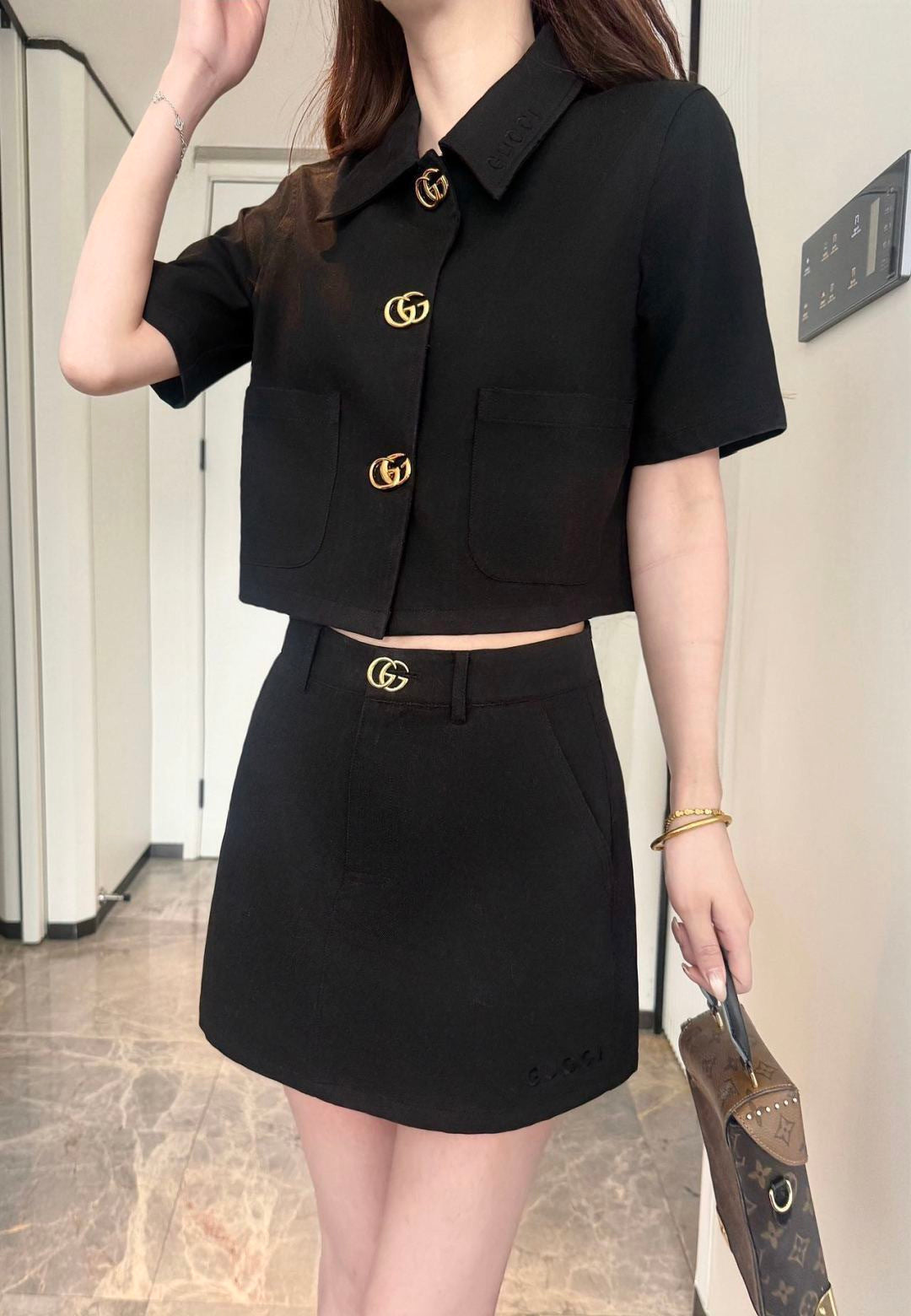 26ss Hardware Short Collared Top and Shorts Set