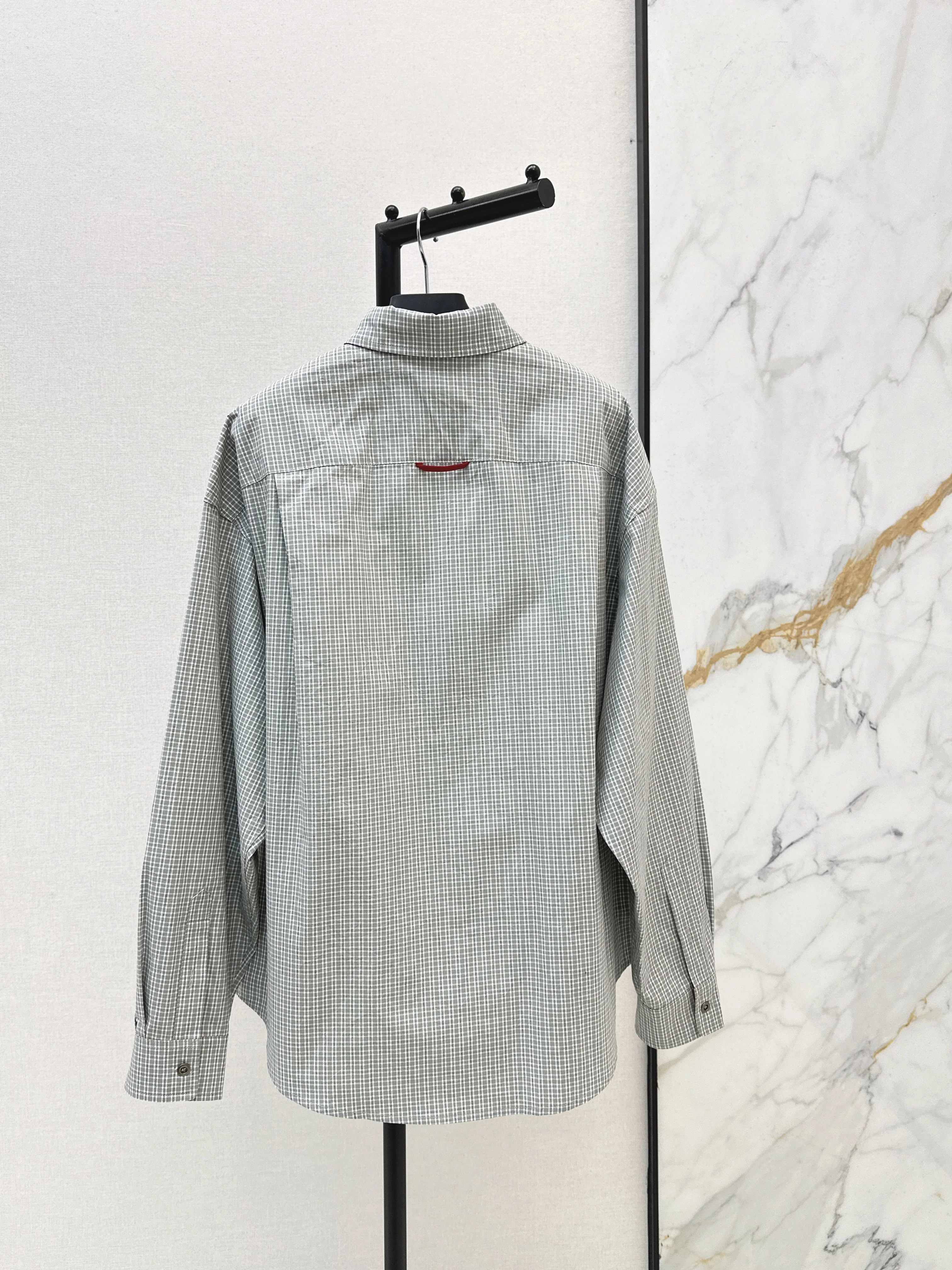 Triangle logo plaid shirt