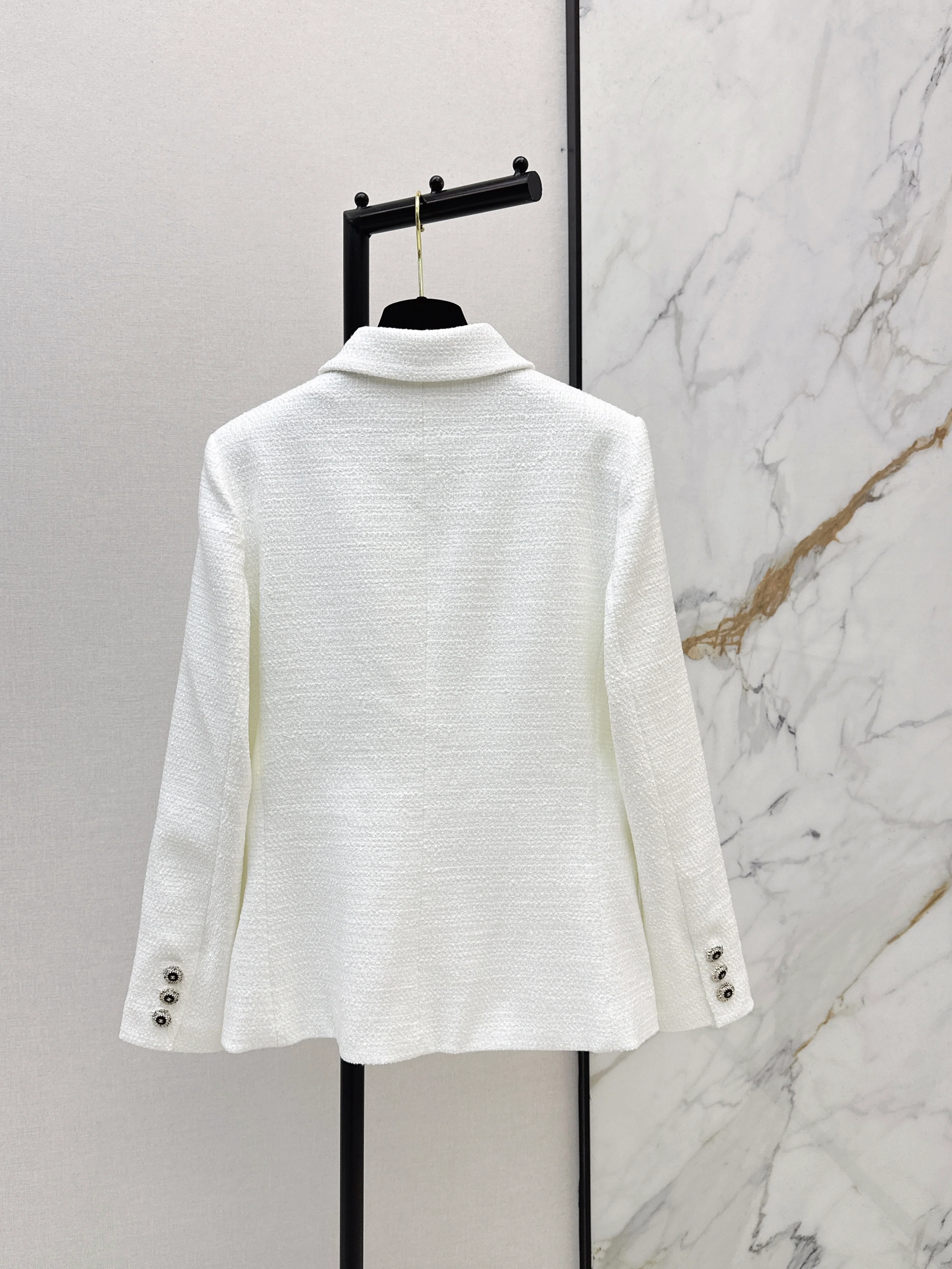 Woven Tweed Mid-Length Coat